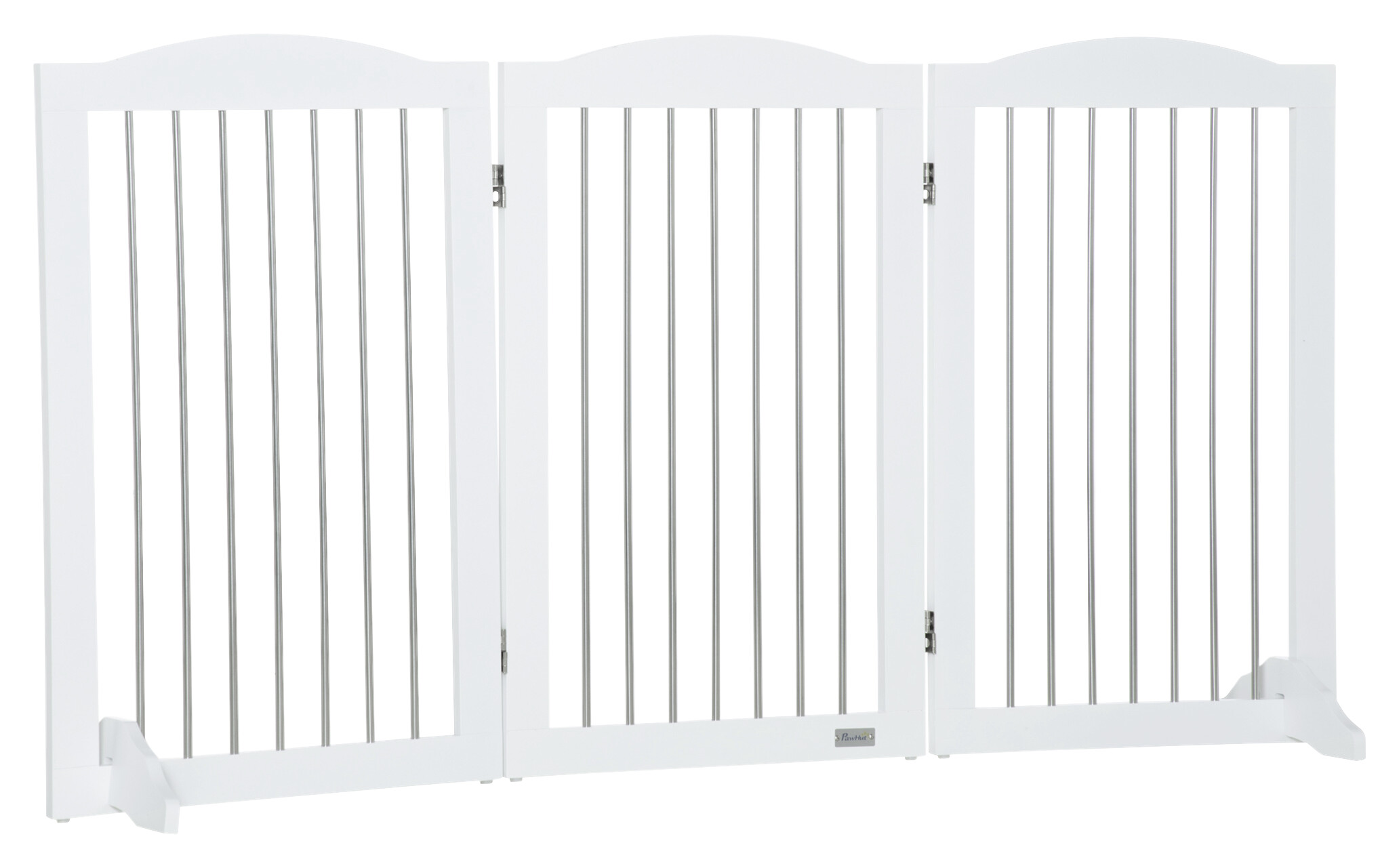 PawHut Hunde-Absperrgitter weiß Stahl B/H/L: ca. 30x80x154 cm