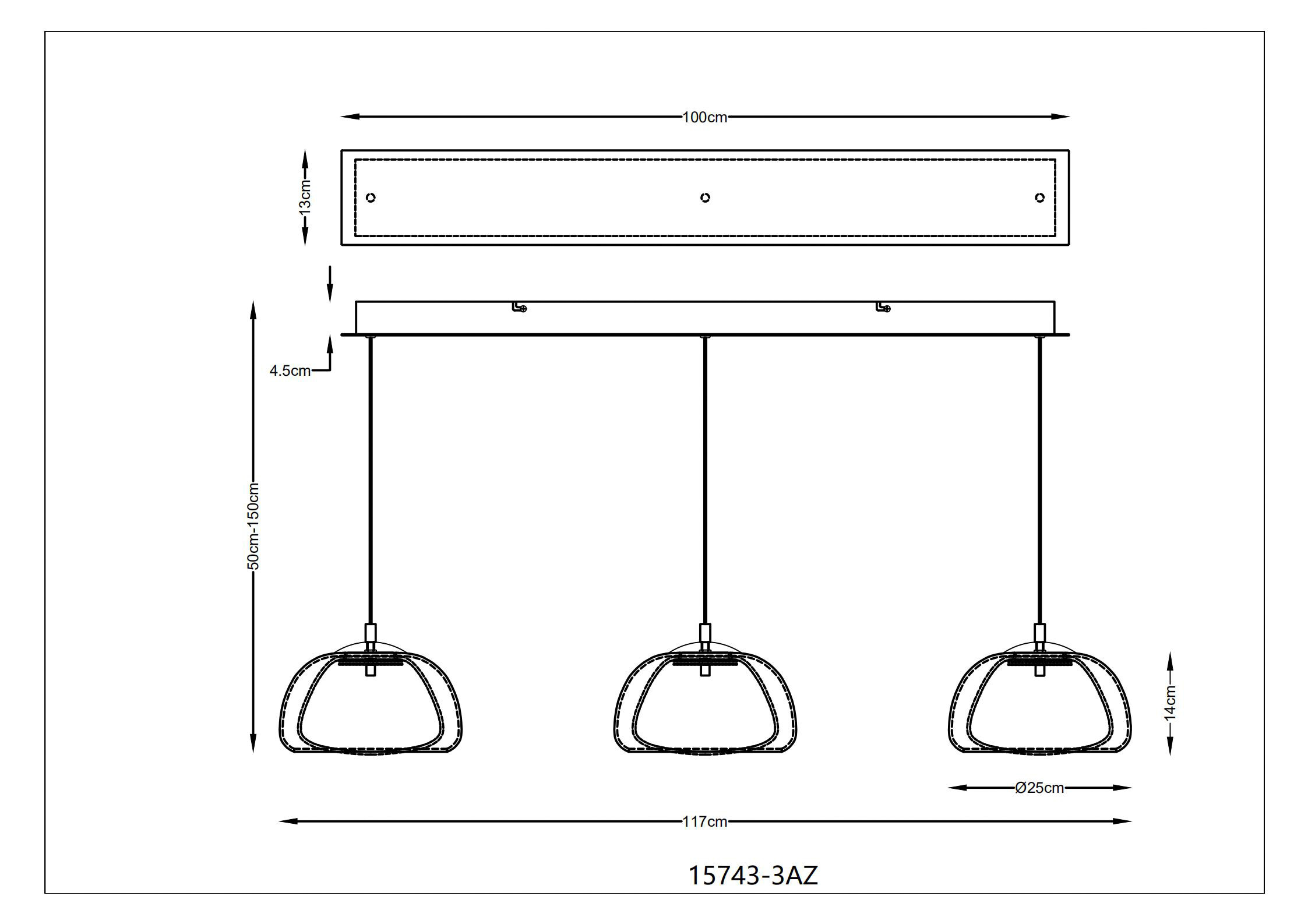 GLOBO Hängeleuchte gold Metall Glas B/H/L: ca. 36x21x101 cm
