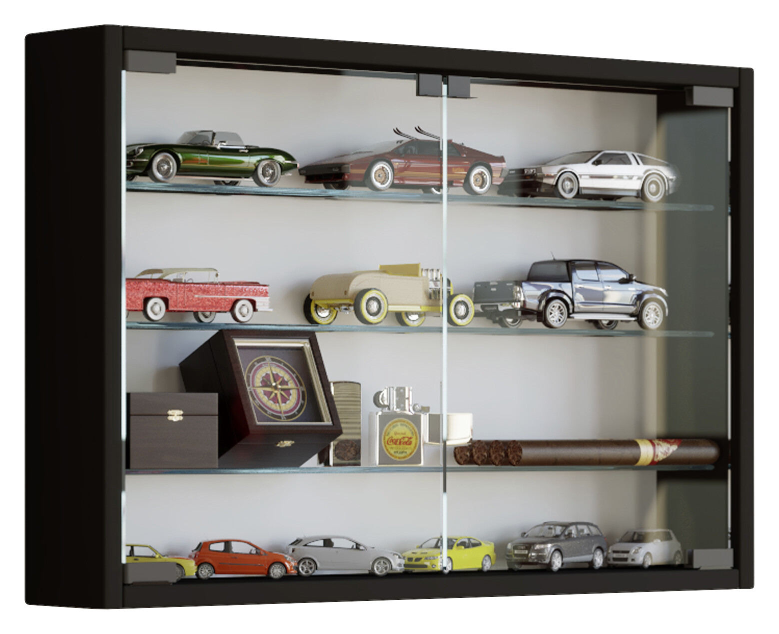 Vitrine Mandosa M schwarz Holzwerkstoff Glas B/H/T: ca. 60x40x10 cm