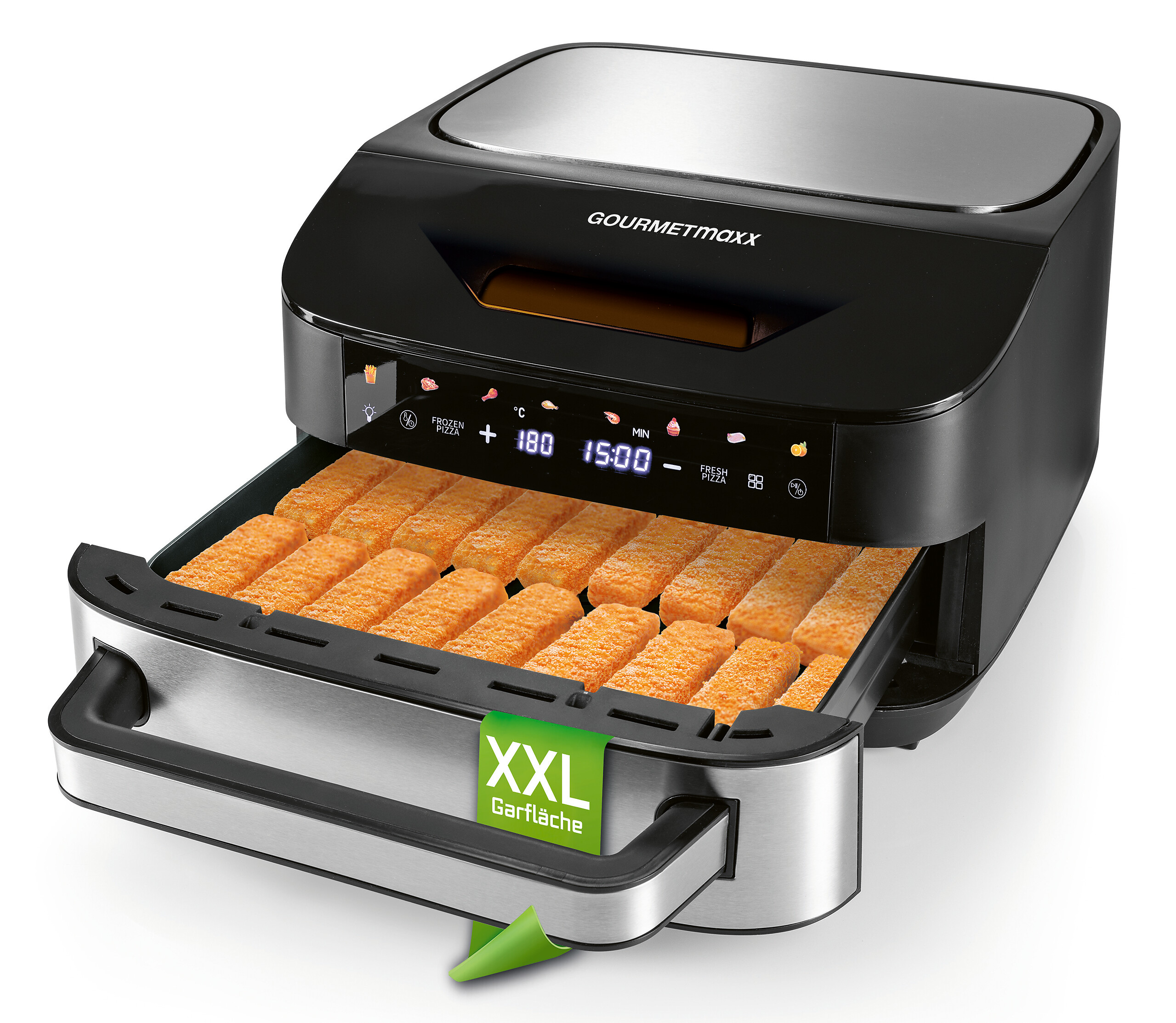 GOURMETmaxx Heißluftfritteuse XXL schwarz Edelstahl B/H/L: ca. 41x24x32,5 cm ca. 7 l