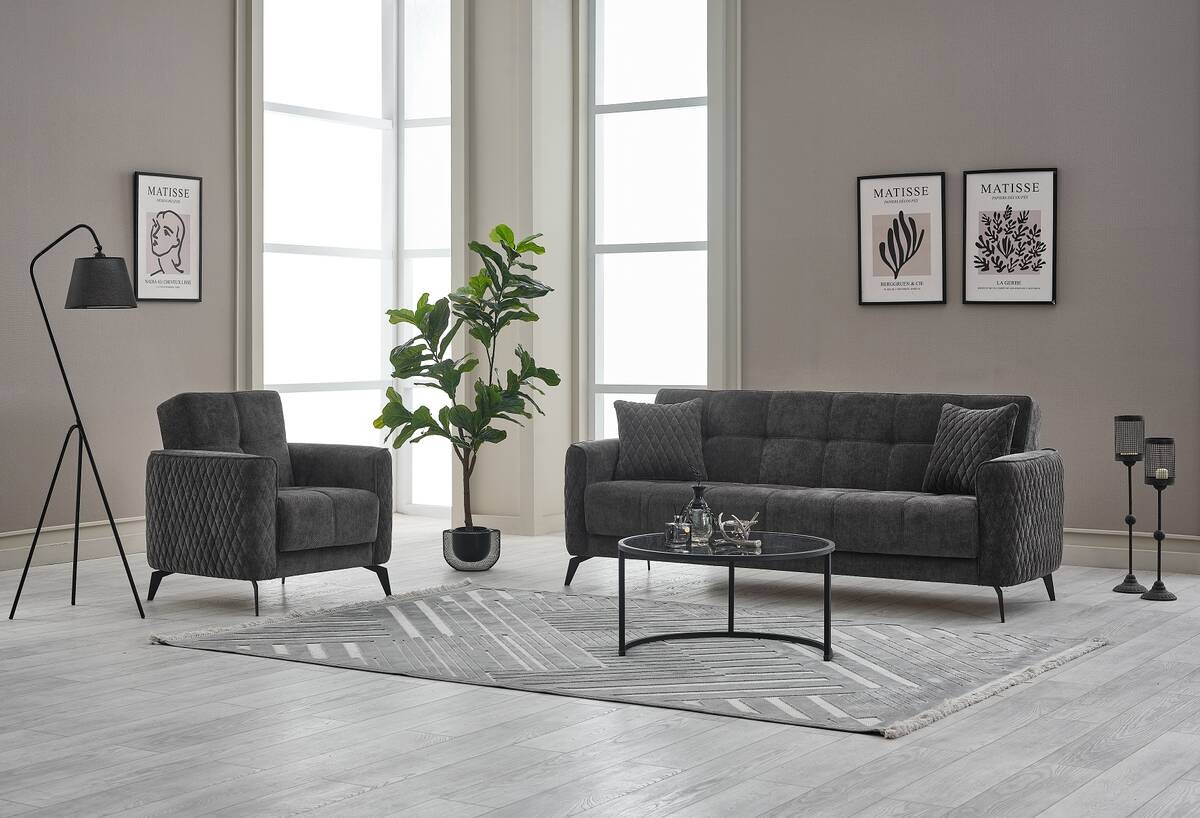 Sofa 3-2-1 Lendor grau Webstoff