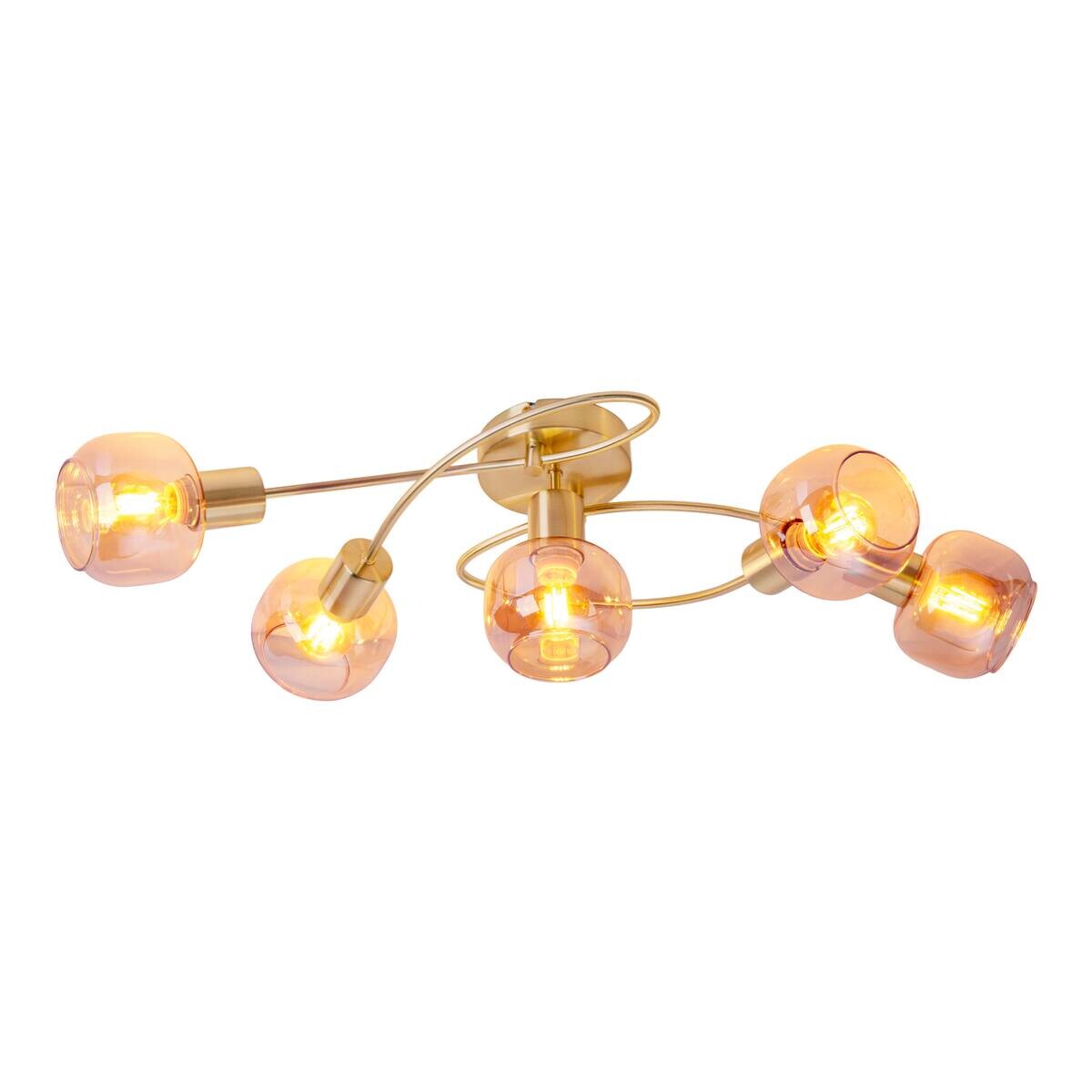 Näve Leuchten Spotleuchte 1390145 messing Metall Glas B/H/T: ca. 36x21x61 cm E14 5 Brennstellen