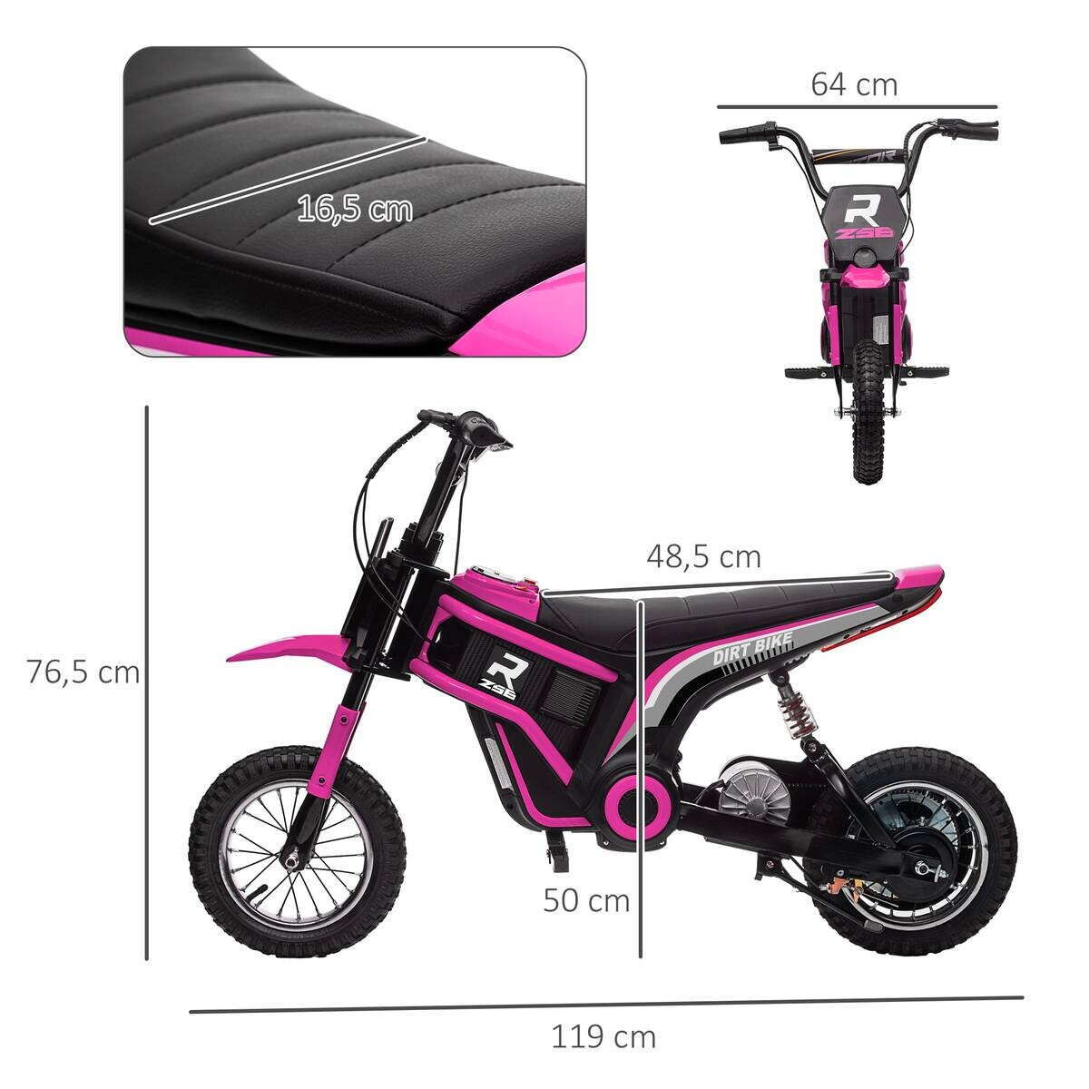 HOMCOM Kindermotorrad rosa B/H/L: ca. 64x76,5x119 cm
