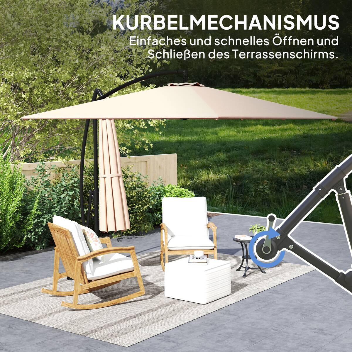 Outsunny Ampelschirm khaki Polyester B/H/L: ca. 250x235x295 cm