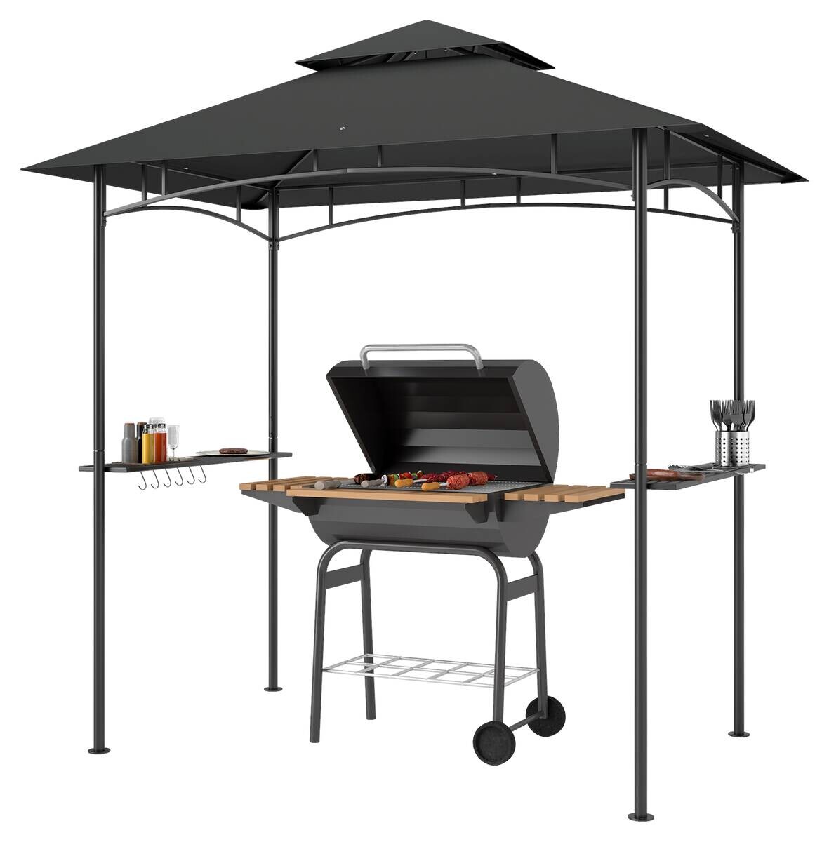 Outsunny Grillpavillon dunkelgrau Polyester B/H/L: ca. 150x258x240 cm