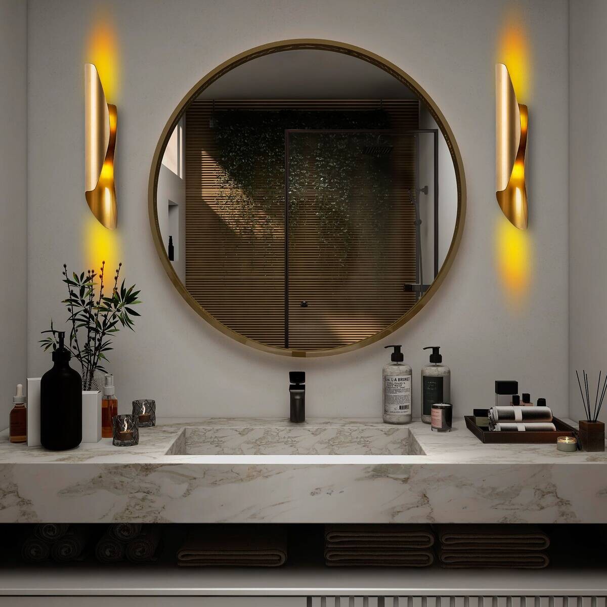 Opviq Wandleuchte gold Metall B/H/L: ca. 40x11x8 cm G9 2 Brennstellen