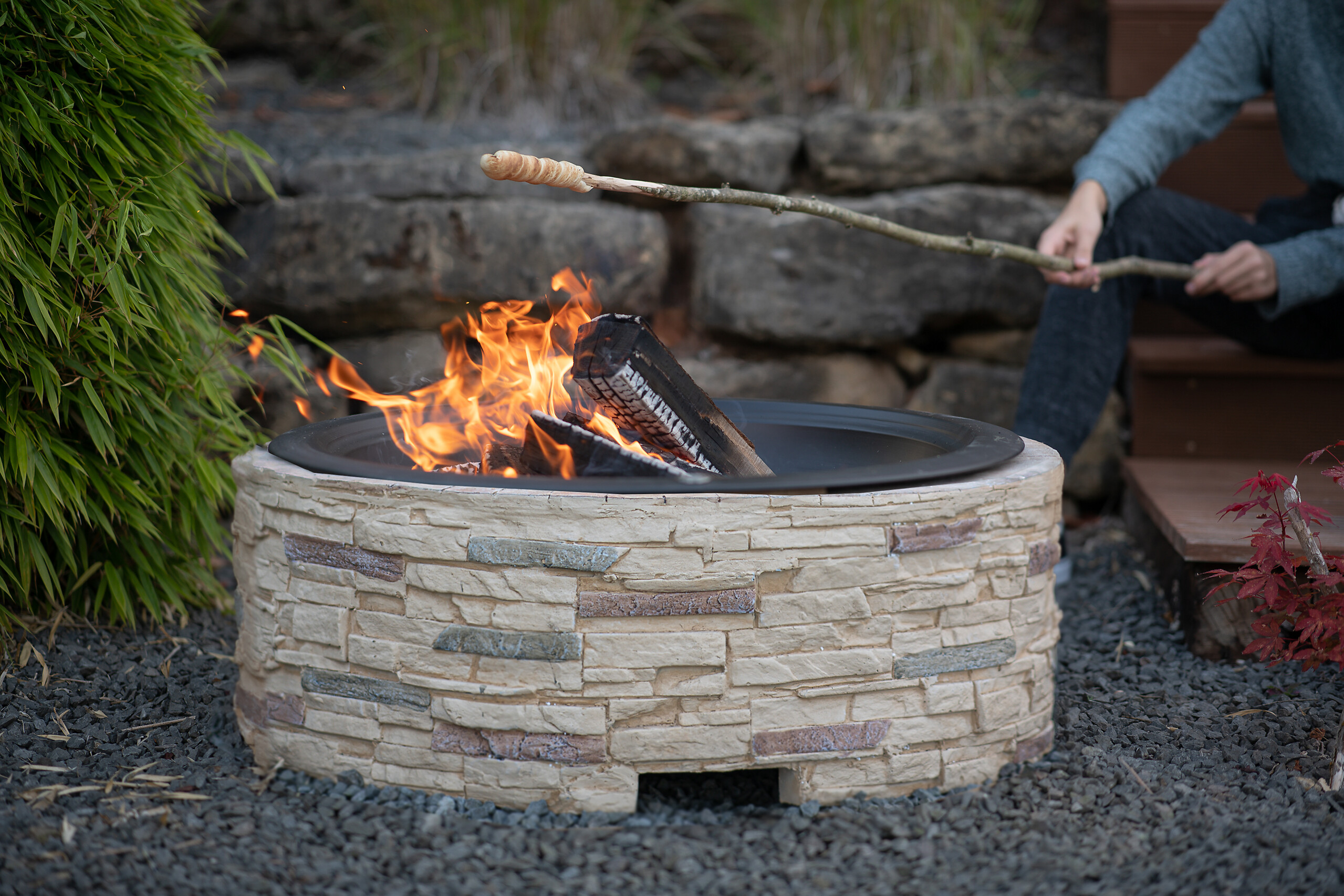 Westmann Feuerstelle stein Aluminium H/D: ca. 51x90 cm