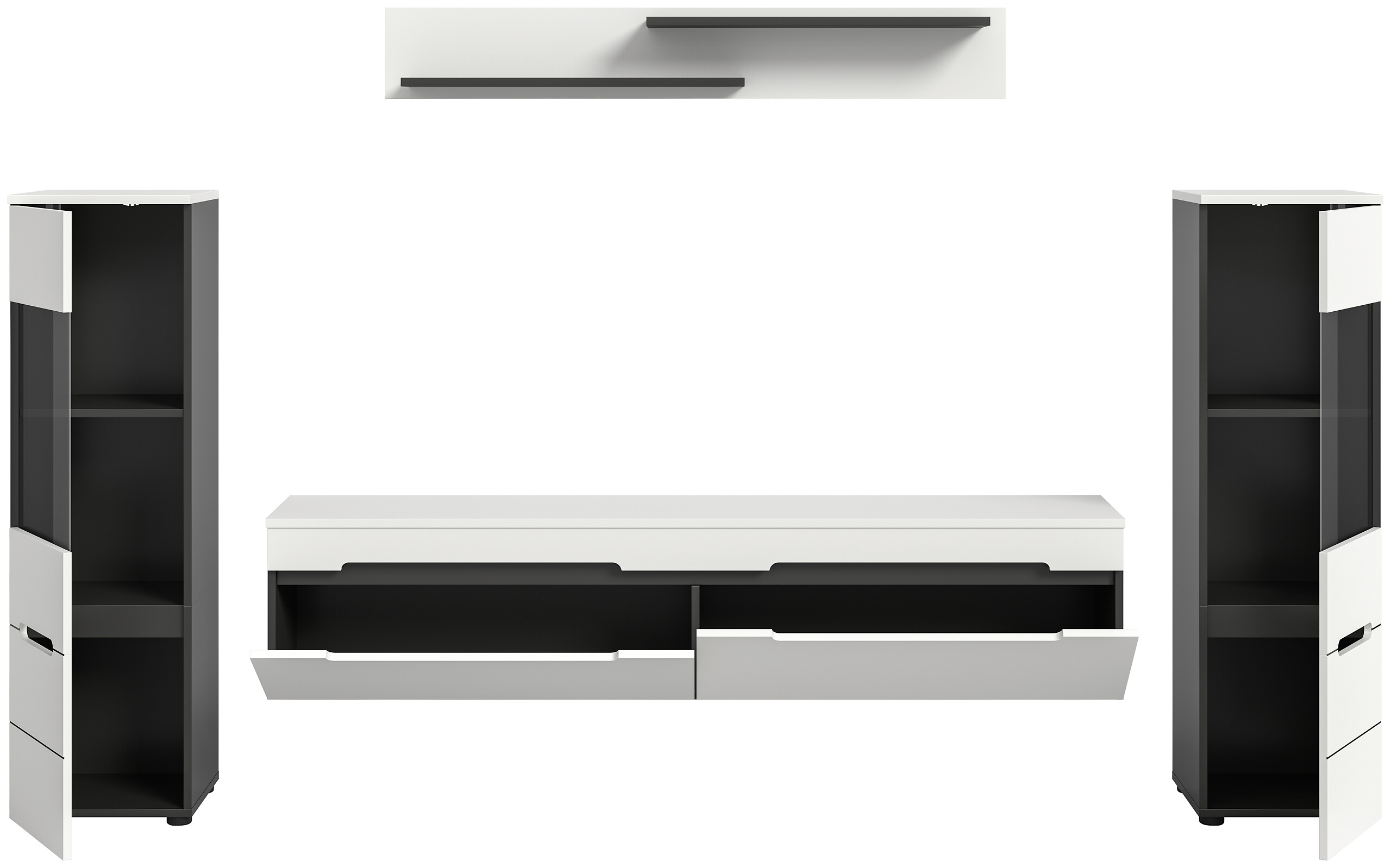 Wohnwand Canu basaltgrau weiß B/H/T: ca. 272x141x33 cm