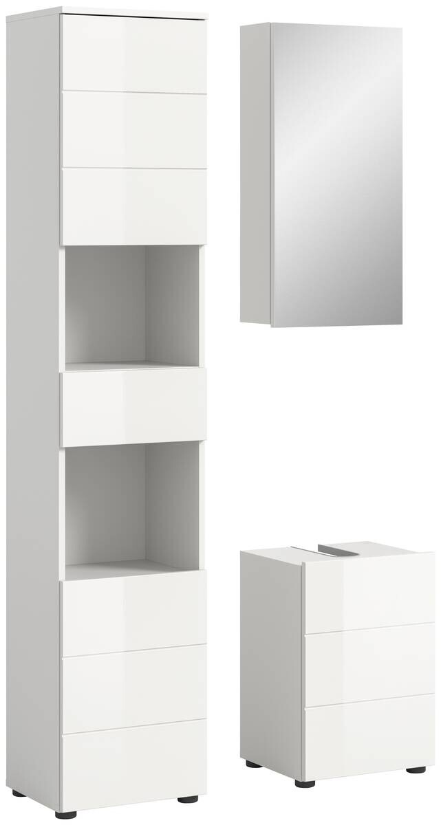 Badezimmer-Set VIRA weiß weiß Hochglanz B/H/T: ca. 91x190x34 cm
