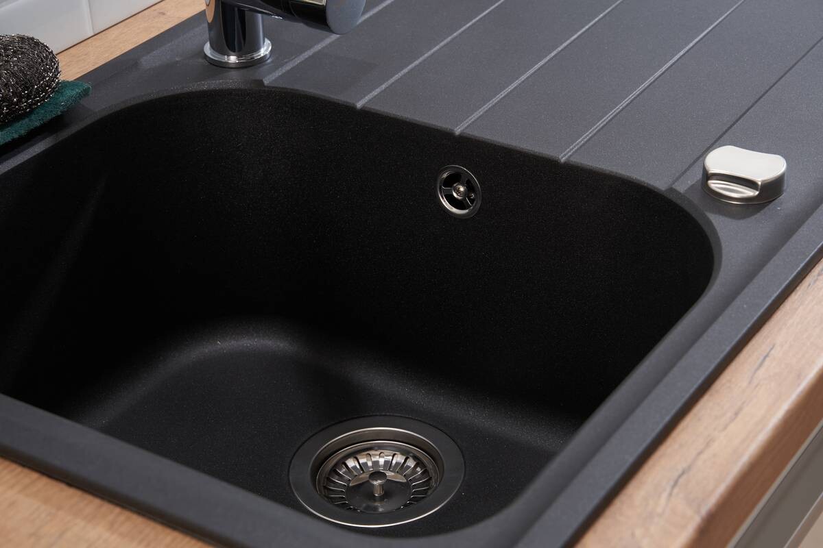 Respekta Einbauspüle Orlando 86 x 50 S schwarz Granitverbundmaterial B/H/T: ca. 86x20,9x50 cm