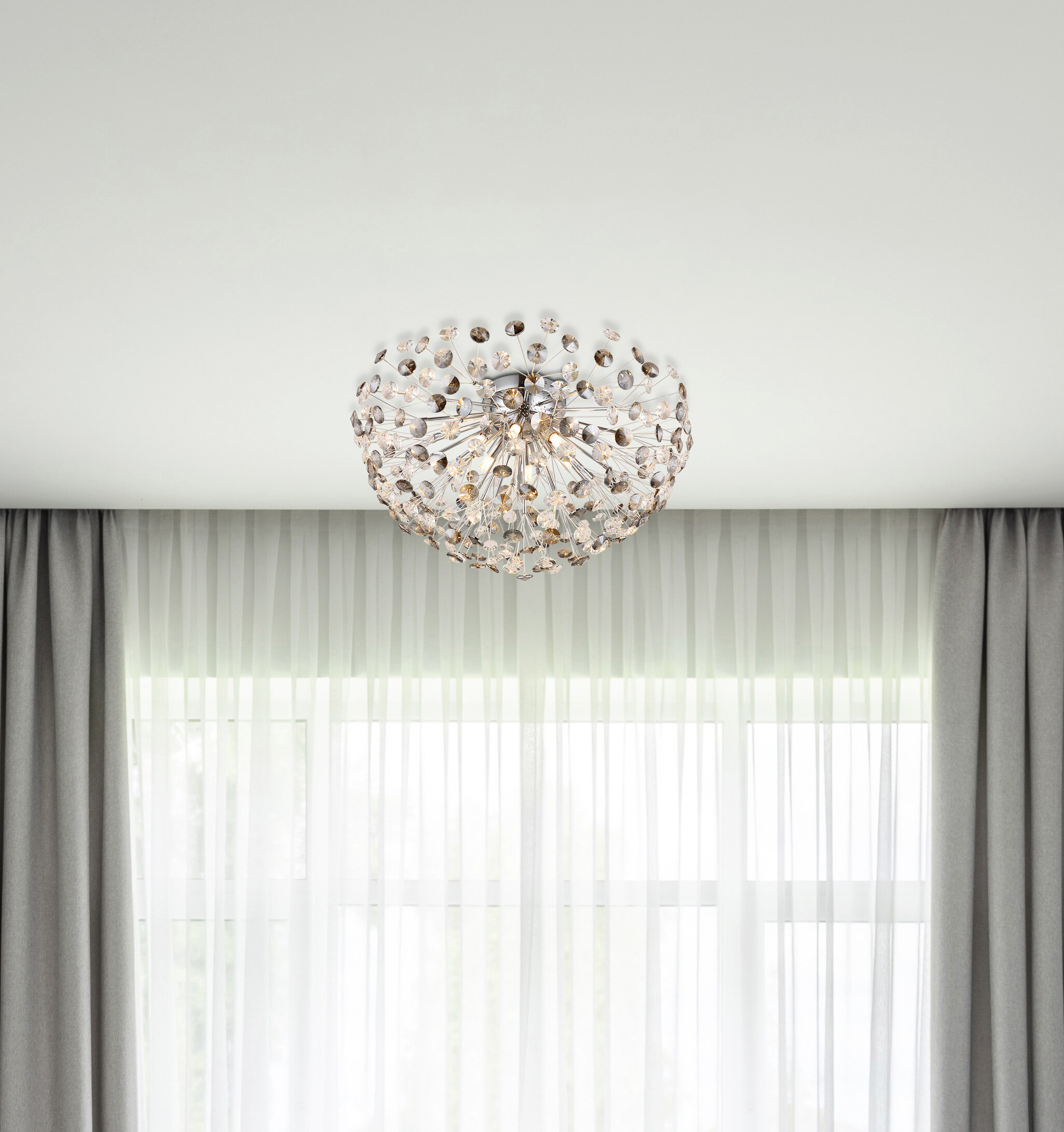 GLOBO LED-Deckenleuchte gold klar Metall H/D: ca. 25x45 cm 4 Brennstellen