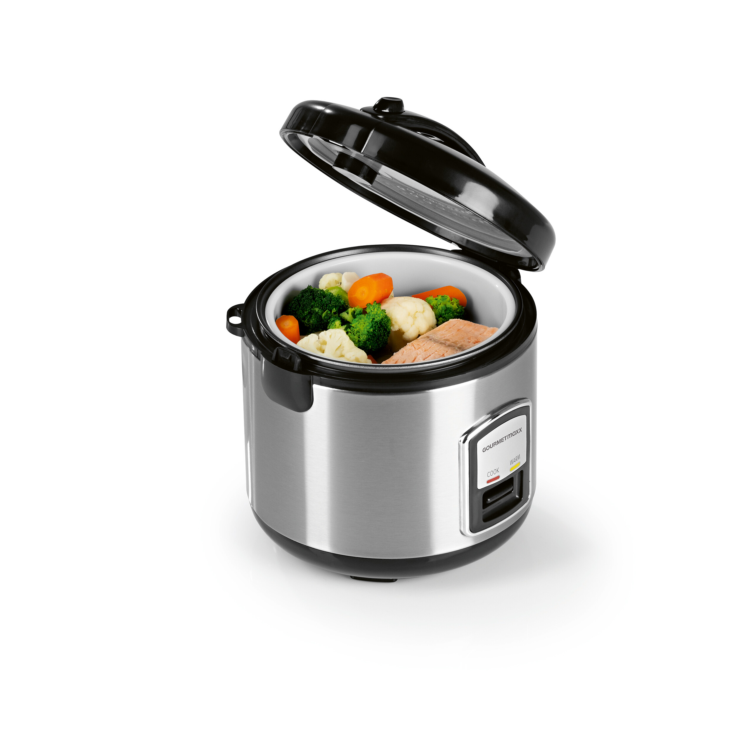 GOURMETmaxx Reiskocher schwarz silber B/H/L: ca. 23,6x25,2x23,2 cm