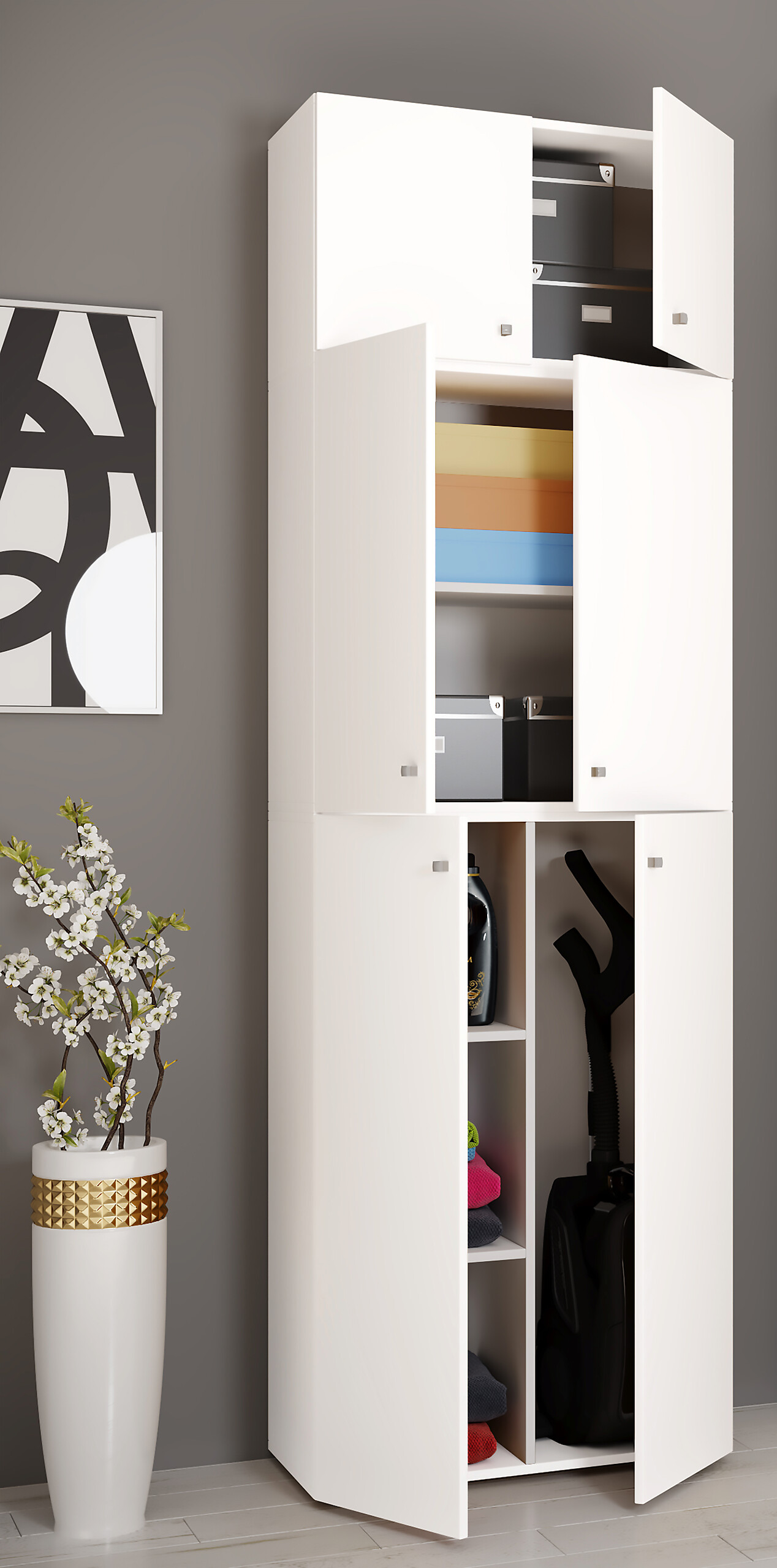 Putzschrank Lona weiß B/H/T: ca. 70x223x39 cm Putzschrank Lona weiß B/H/T: ca. 70x223x39 cm