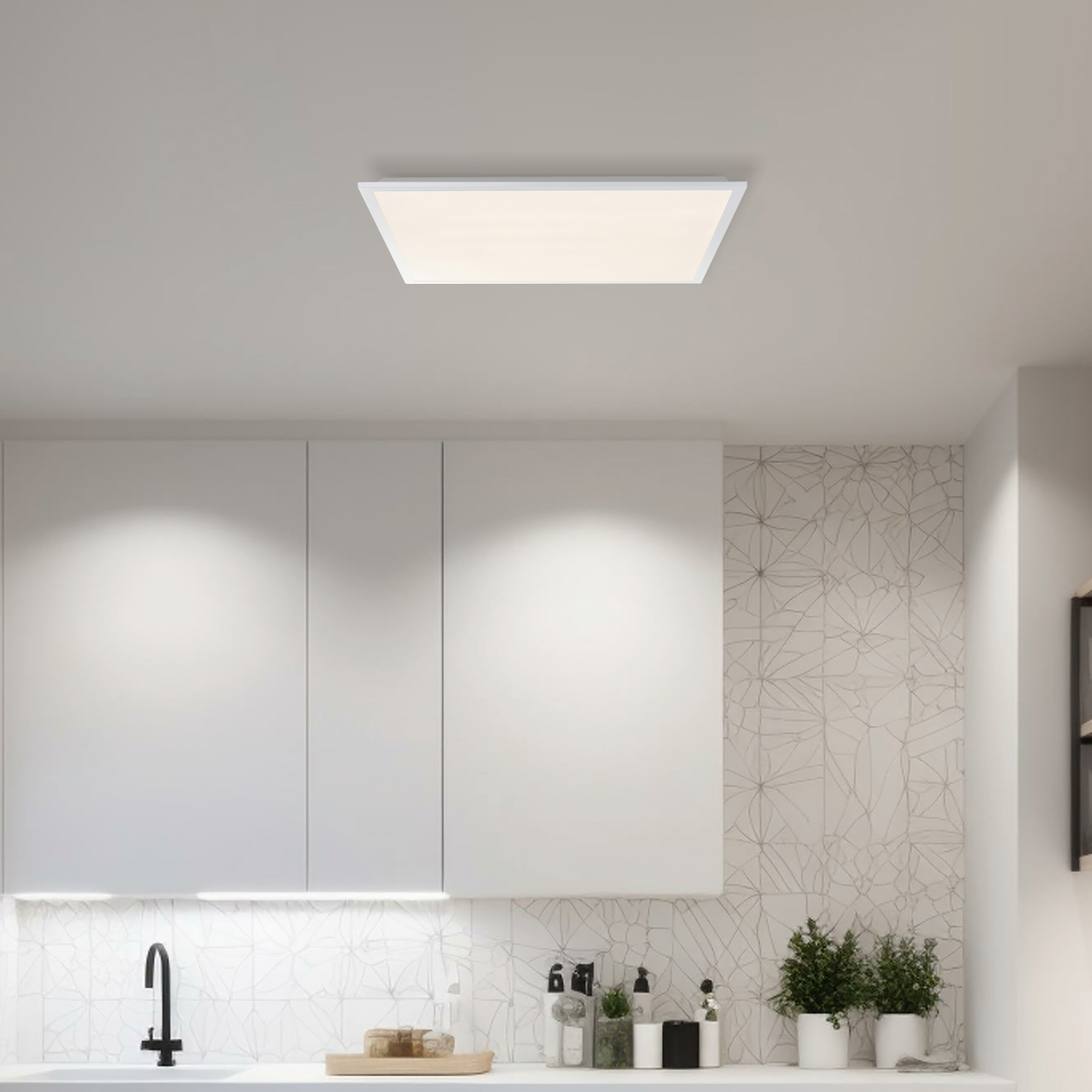 Brilliant LED-Deckenleuchte Briston weiß Metall Kunststoff B/H/L: ca. 63x7,5x63 cm