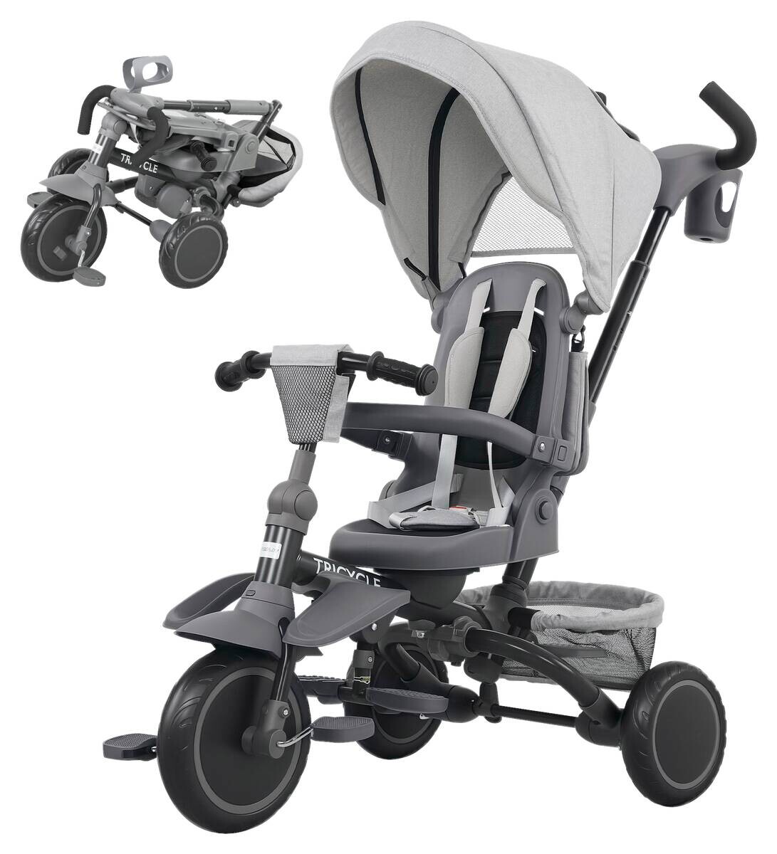 AIYAPLAY Kinderdreirad grau B/H/L: ca. 52x98x111,5 cm