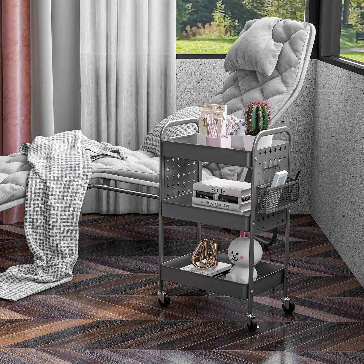 HOMCOM Küchenwagen dunkelgrau Polypropylen B/H/L: ca. 30,5x53,5x75 cm