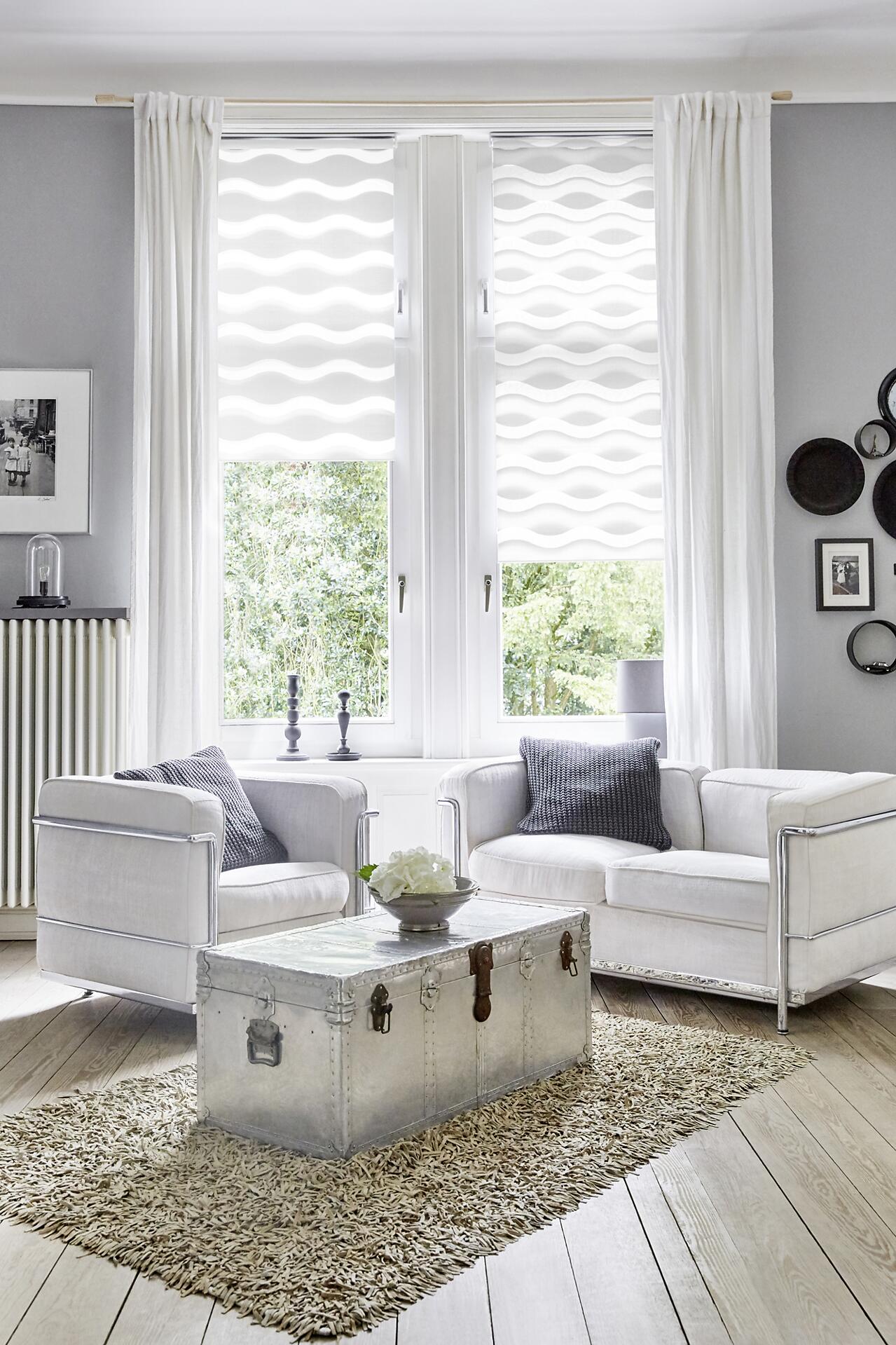 LICHTBLICK Doppelrollo Duo Welle weiß B/L: ca. 45x150 cm