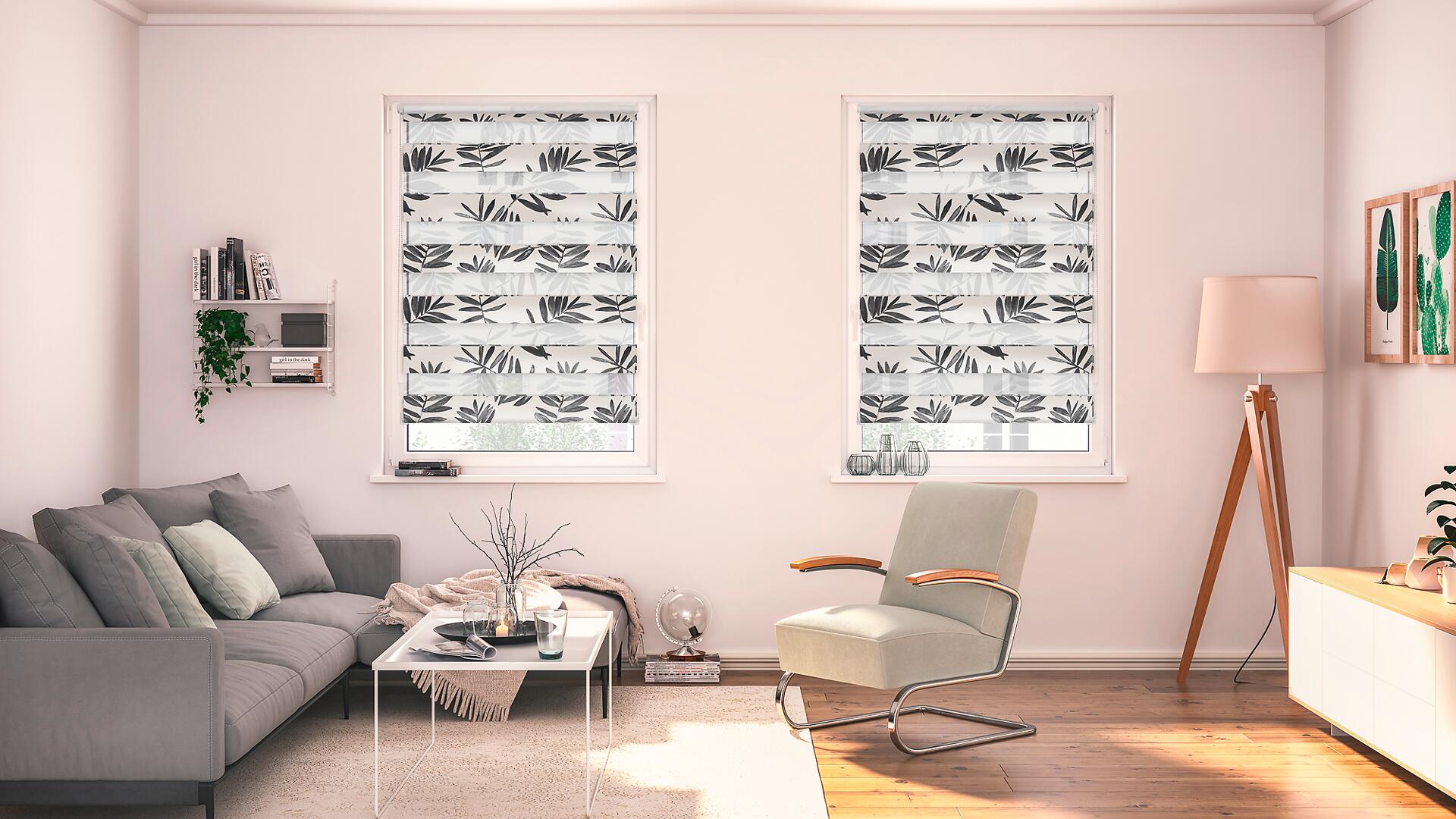 LICHTBLICK Doppelrollo Watercolor schwarz B/L: ca. 70x150 cm