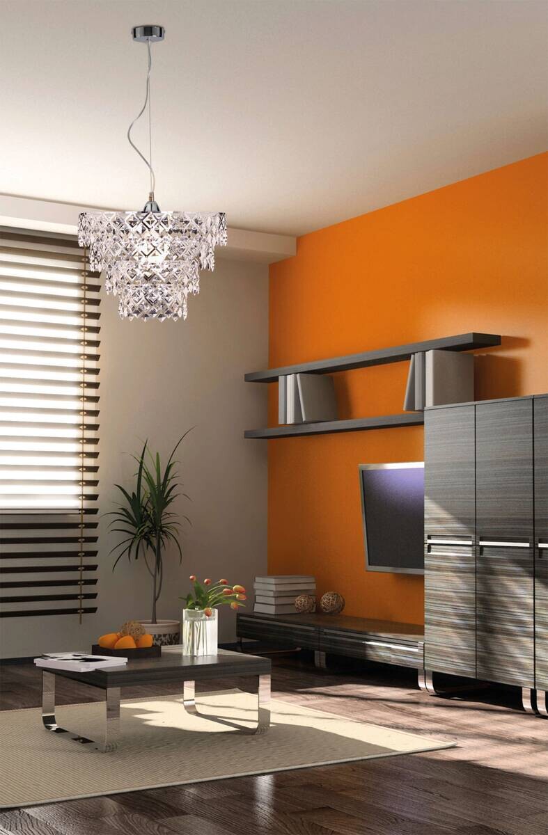 Näve Leuchten Pendelleuchte NV7048942 Chrom Kunststoff Metall B/H/T: ca. 38x120x38 cm E27 1 Brennstellen