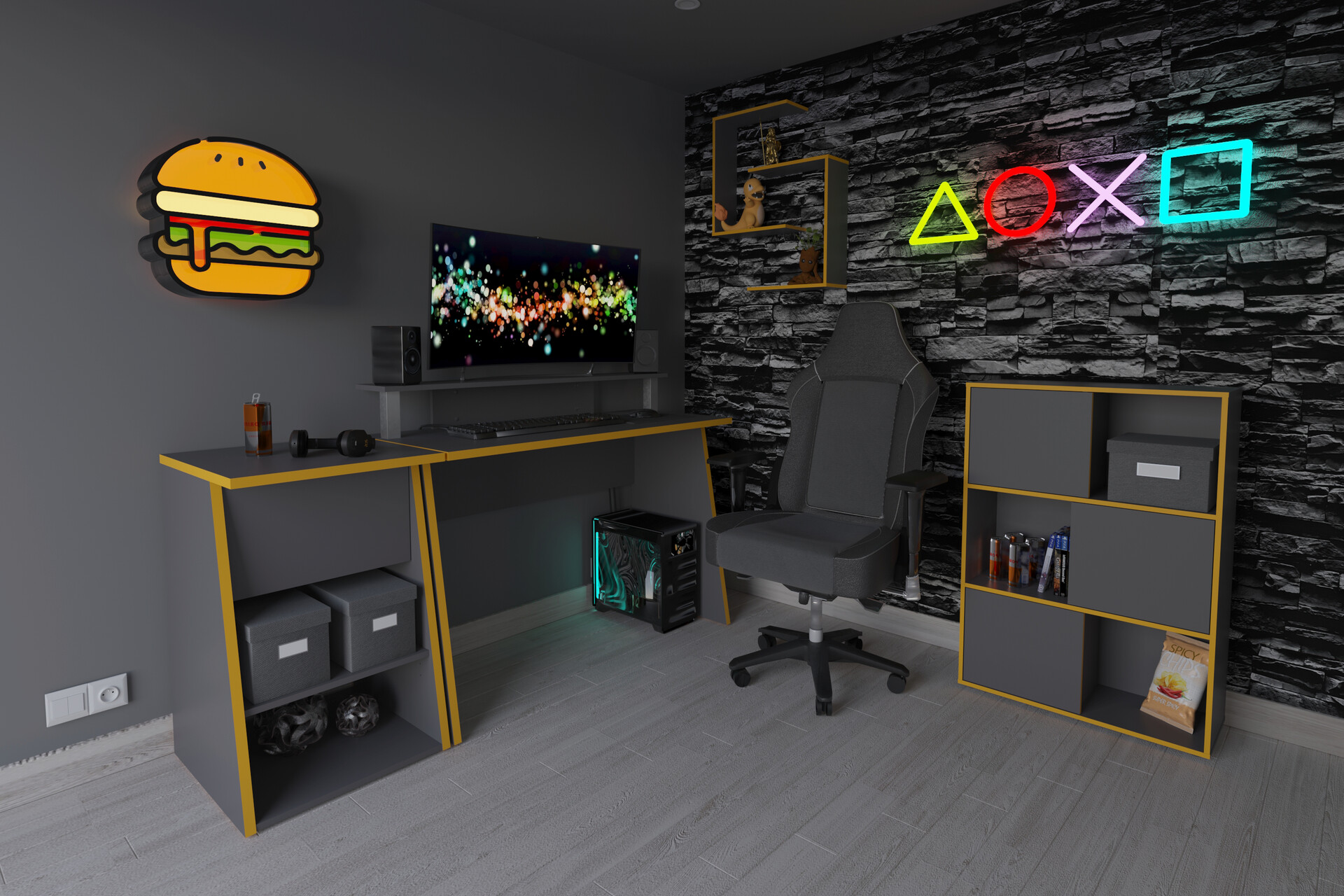 Gaming-Schreibtisch  anthrazit orange B/H/T: ca. 117x93x50 cm