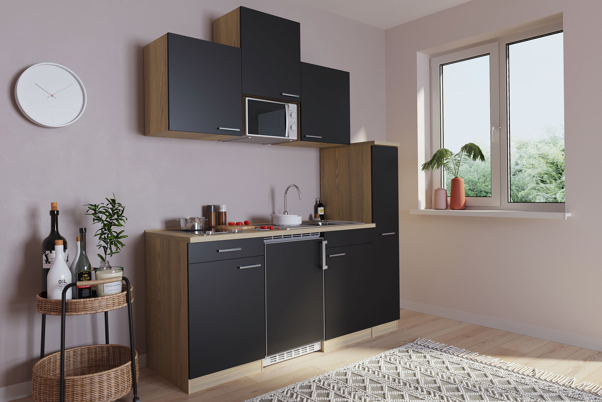 Respekta Küchenblock Economy schwarz B/H/T: ca. 180x200x60 cm