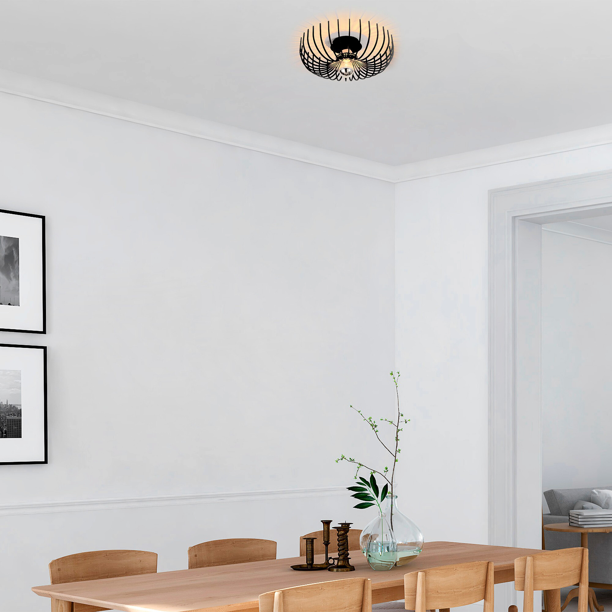 Opviq Deckenleuchte Aspendos schwarz Metall B/H/T/L/D: ca. 36x12x36x36x36 cm E27 1 Brennstellen