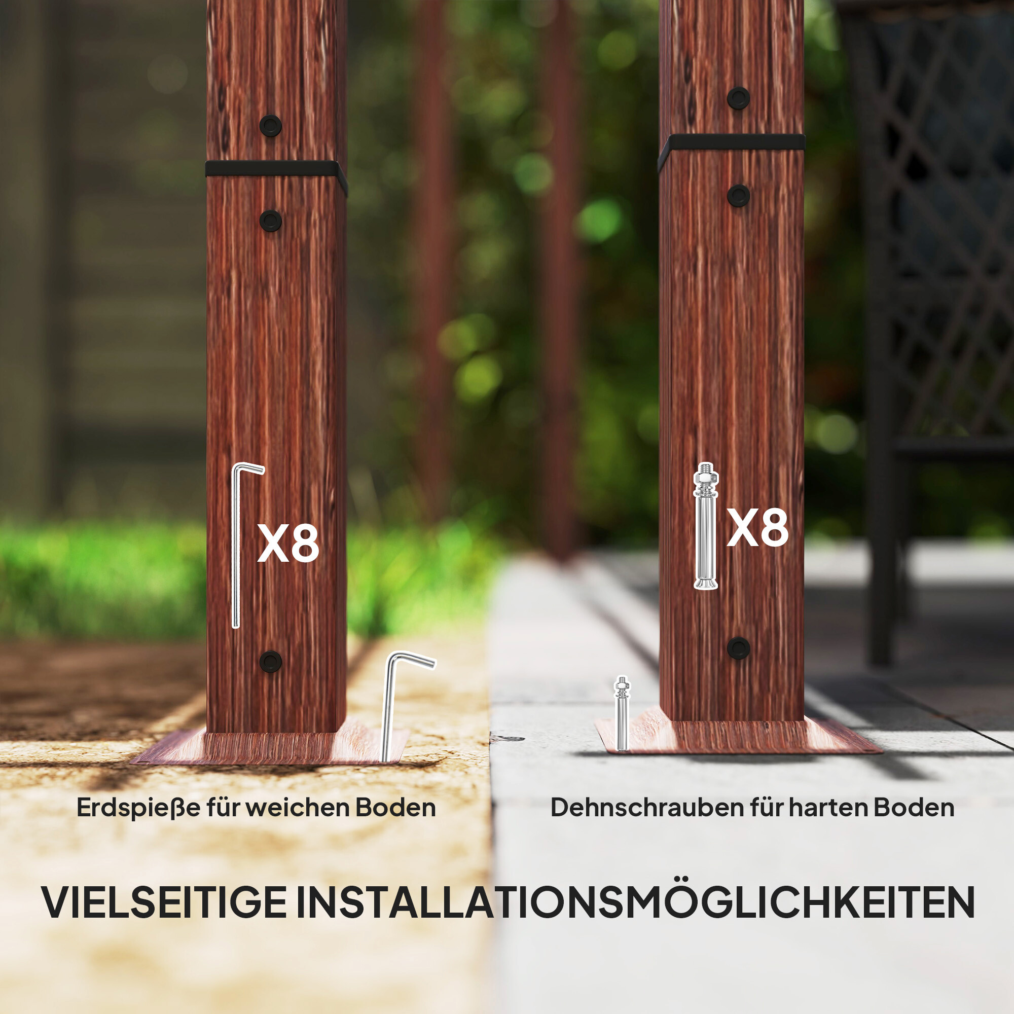 Outsunny Pergola natur Aluminium B/H/L: ca. 296x232x299 cm