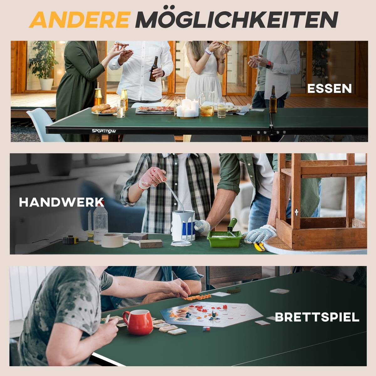 SPORTNOW Tischtennisplatte grün B/H/L: ca. 152,5x76x274 cm