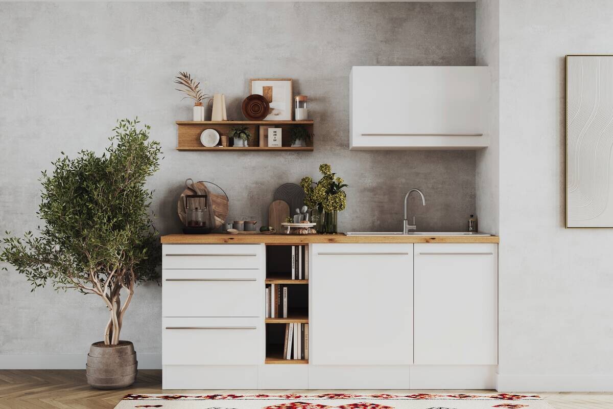 Respekta Inselküche Gabriel weiß Hochglanz B/H/T: ca. 320x200x60 cm