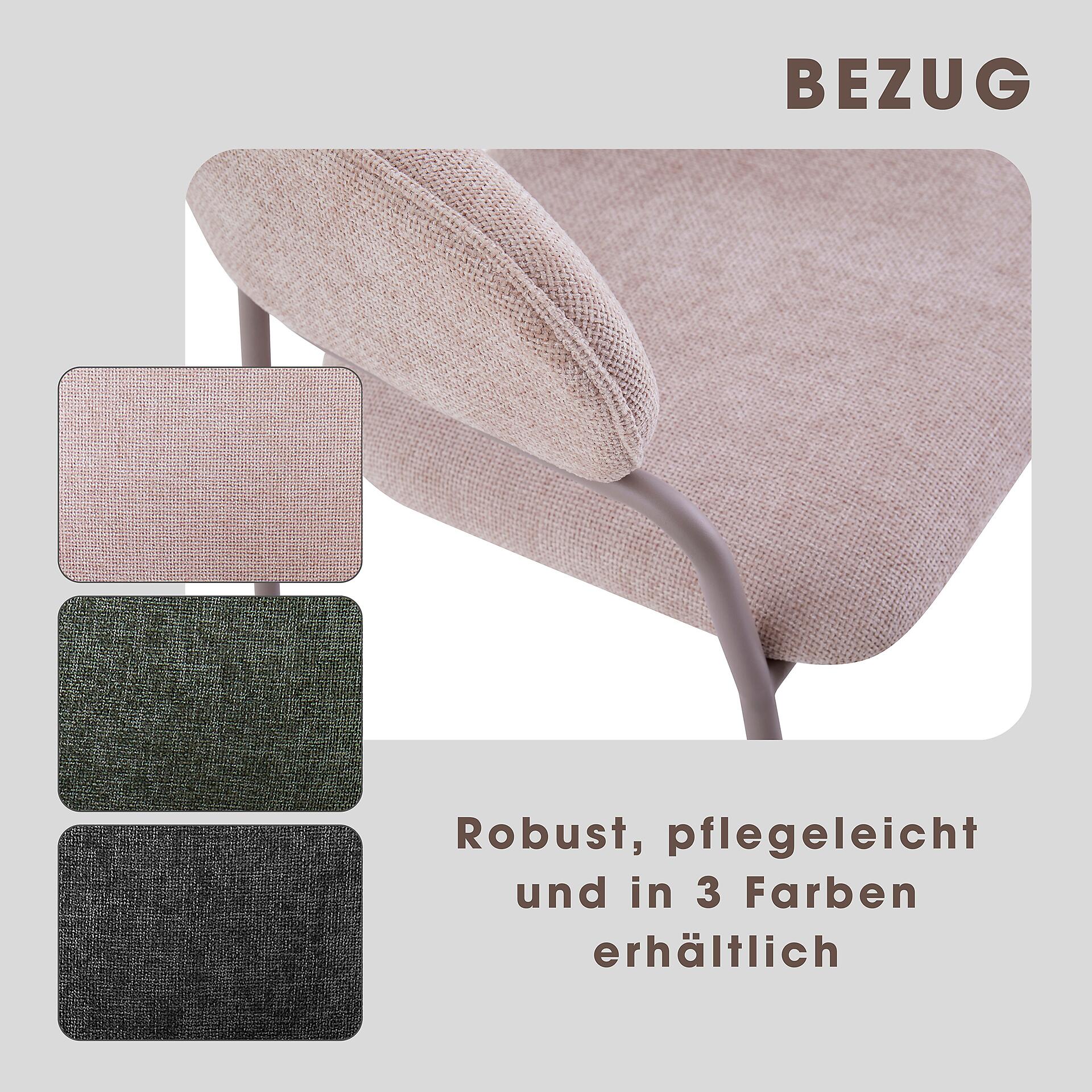 Stuhl CURVE, 2er-Set taupe Stoff B/H/T: ca. 60x86x58 cm