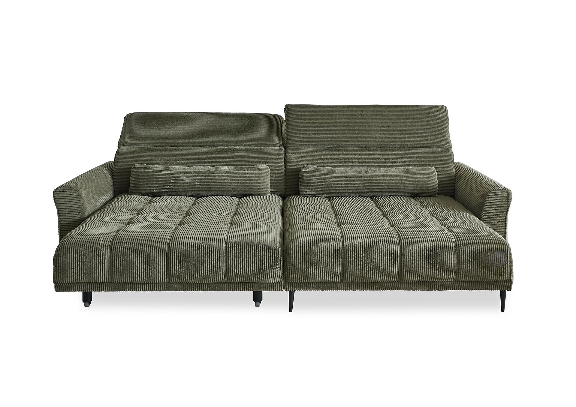 Ecksofa mit elektrischer XXL Sitztiefenverstellung grün Microfaser B/H/T: ca. 277x108x179 cm