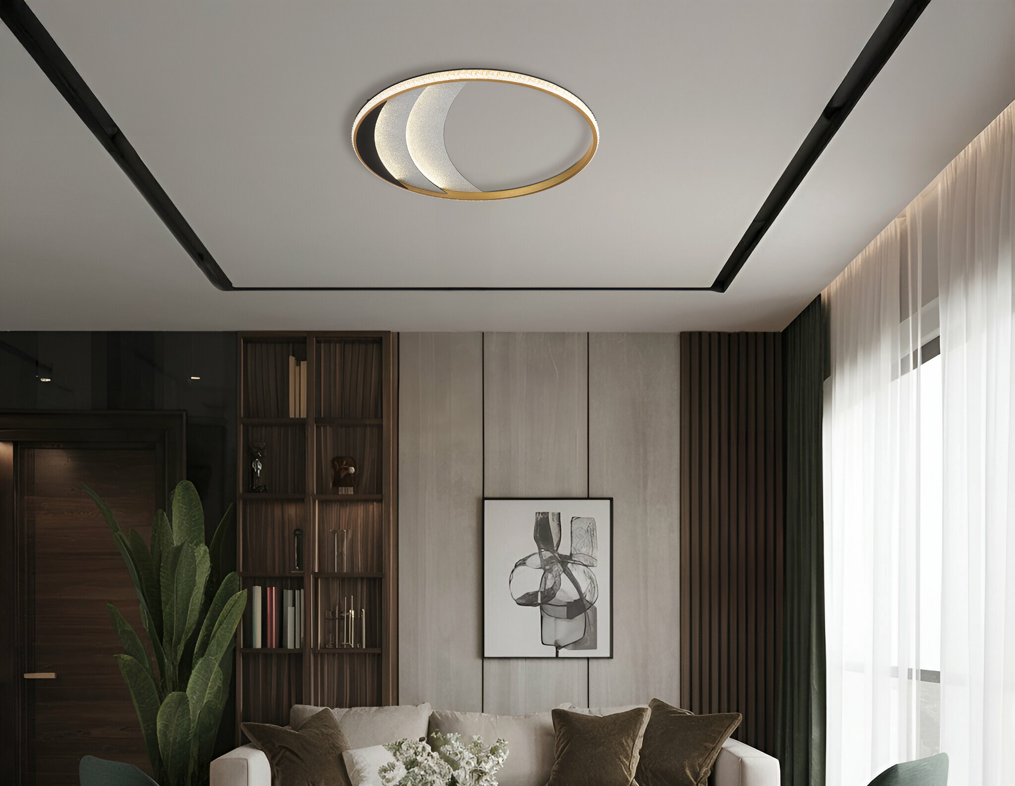 GLOBO Deckenleuchte gold klar schwarz Metall Kunststoff Aluminium H/D: ca. 6x52 cm 1 Brennstellen