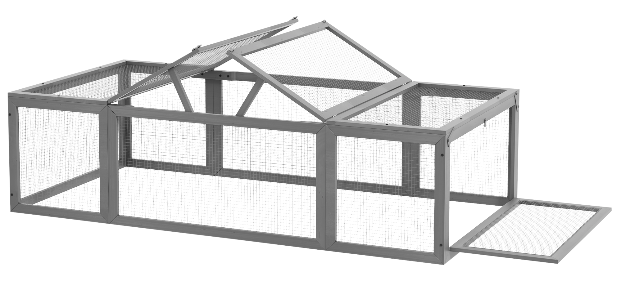 PawHut Kaninchenstall grau Stahl B/H/L: ca. 90x48x180 cm