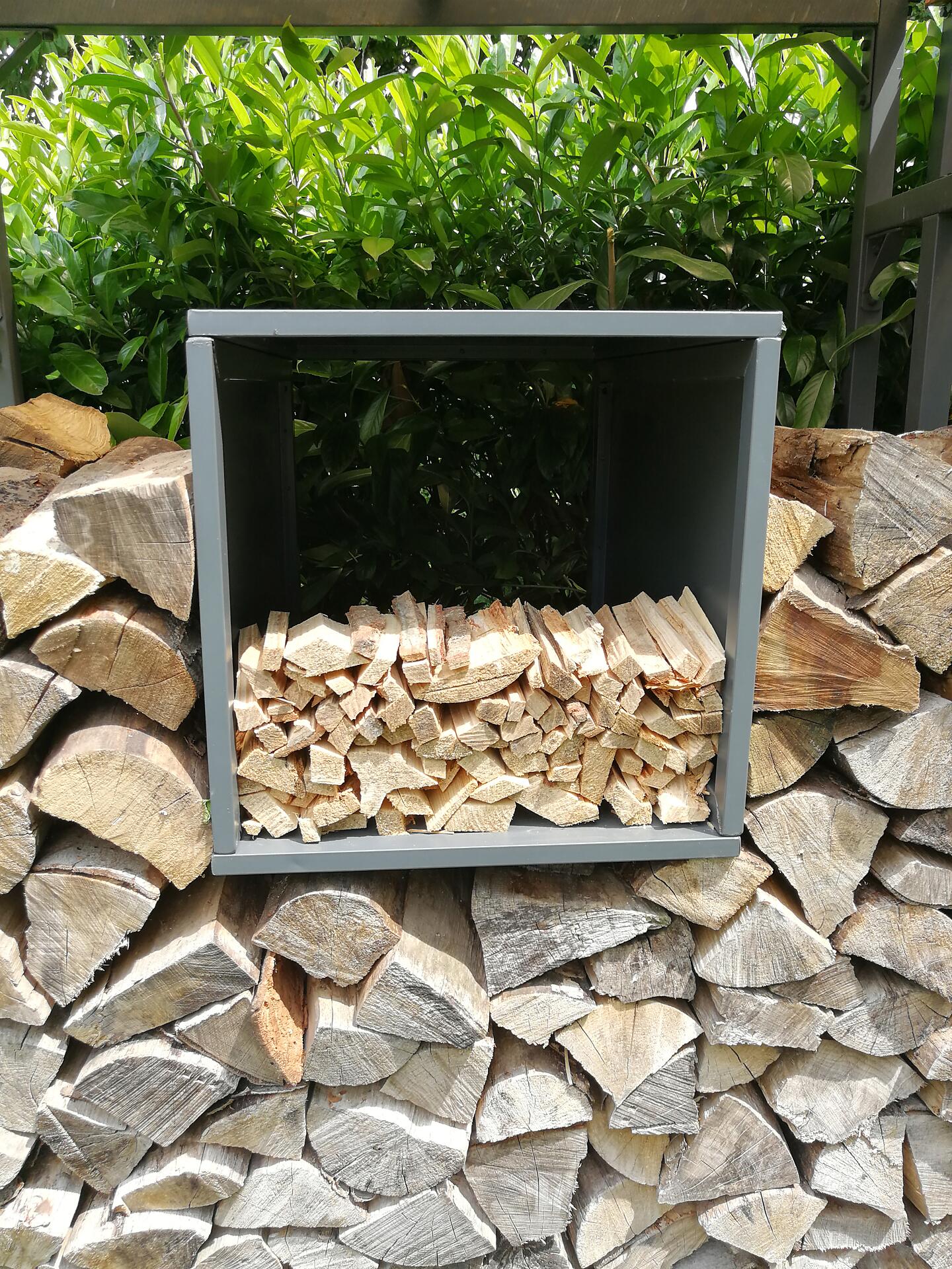 Grasekamp Anmachholz Box grau B/H/L: ca. 48x48x68 cm