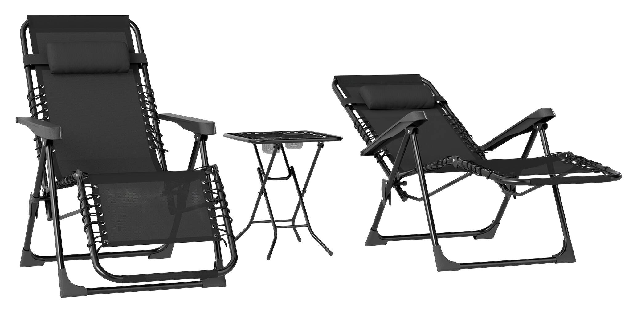 Outsunny Gartenliege 2er Set schwarz Netzstoff B/H/L: ca. 65x110x90 cm