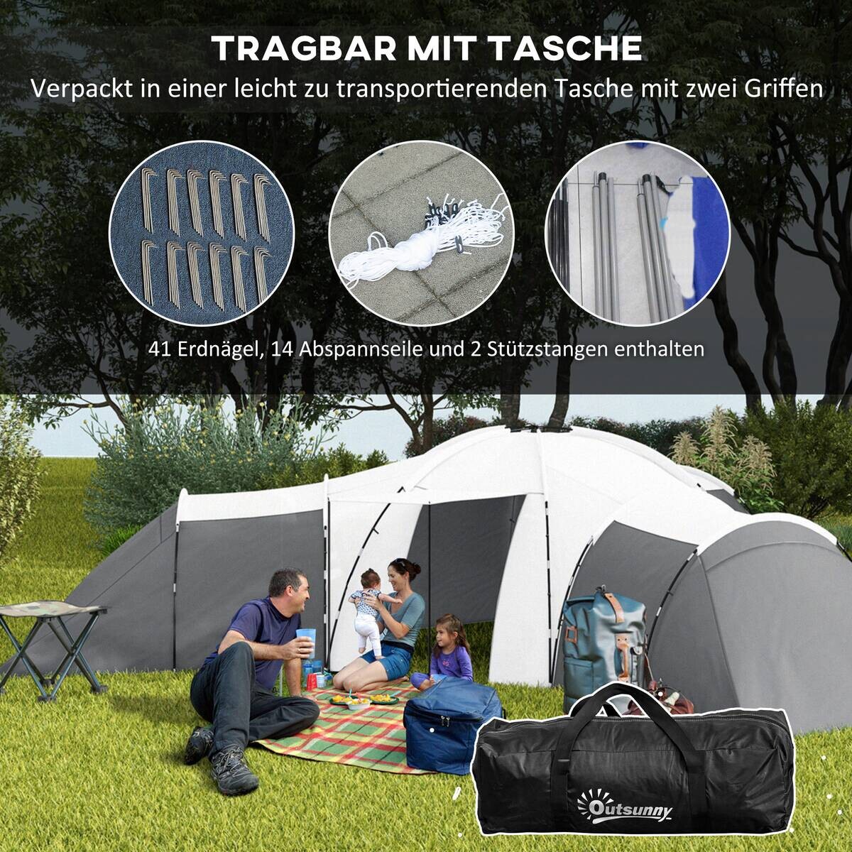 Outsunny Campingzelt B/H/L: ca. 615x225x615 cm