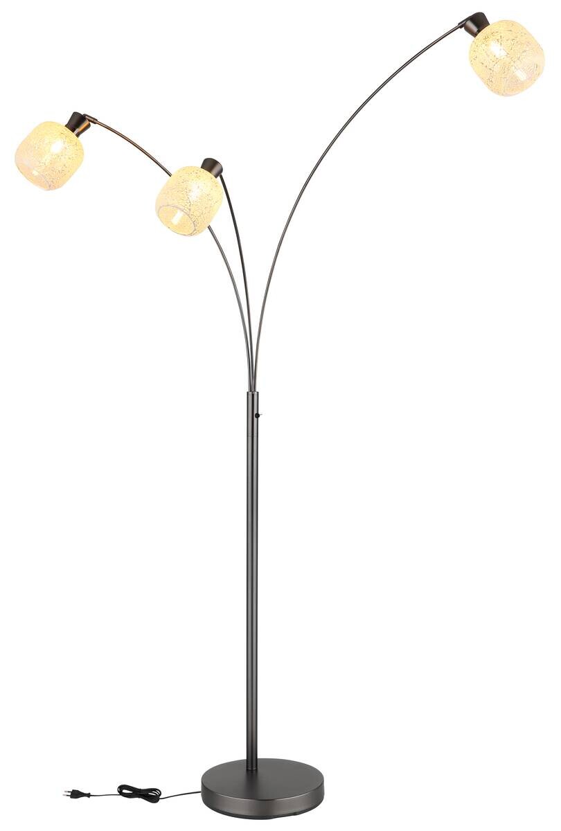 GLOBO Stehleuchte Chrom schwarz Metall Glas B/H/L: ca. 14x133x35 cm 3 Brennstellen