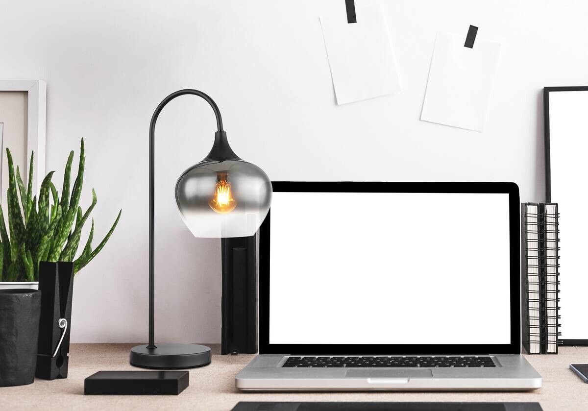 GLOBO Stehleuchte schwarz Metall B/H/T: ca. 18x54x27,5 cm E27 1 Brennstellen