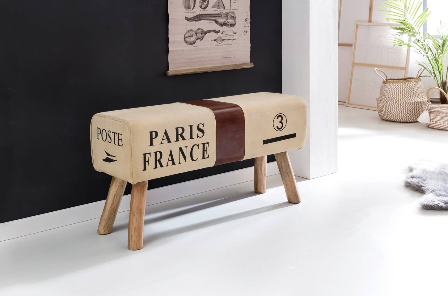 Wohnling Sitzbank beige B/H/T: ca. 91x51x30 cm