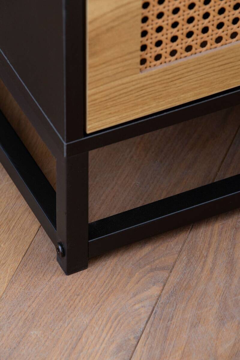 Nachtkonsole schwarz Eiche Optik B/H/T: ca. 45x55x45 cm