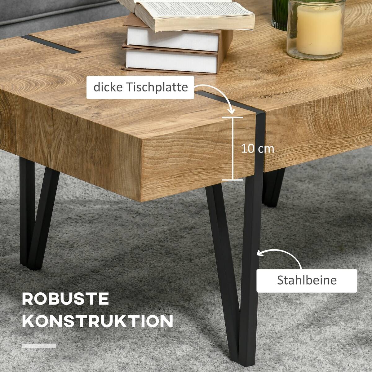 HOMCOM Couchtisch natur MDF B/H/T: ca. 105x42x60 cm