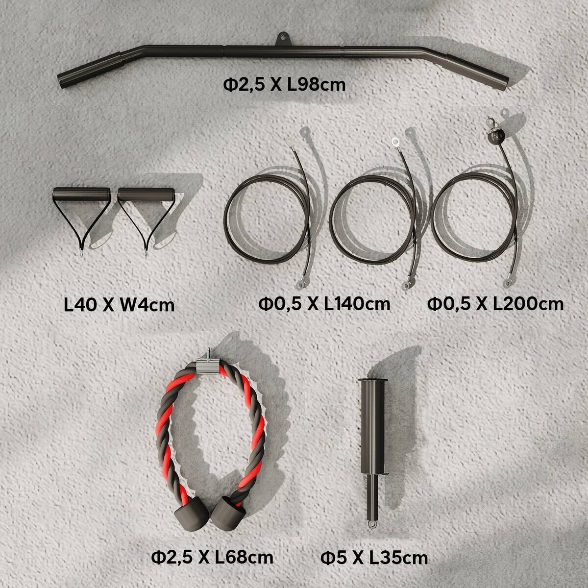 SPORTNOW Kabelzugsystem schwarz Nylon B/H/L: ca. 2,5x200x98 cm