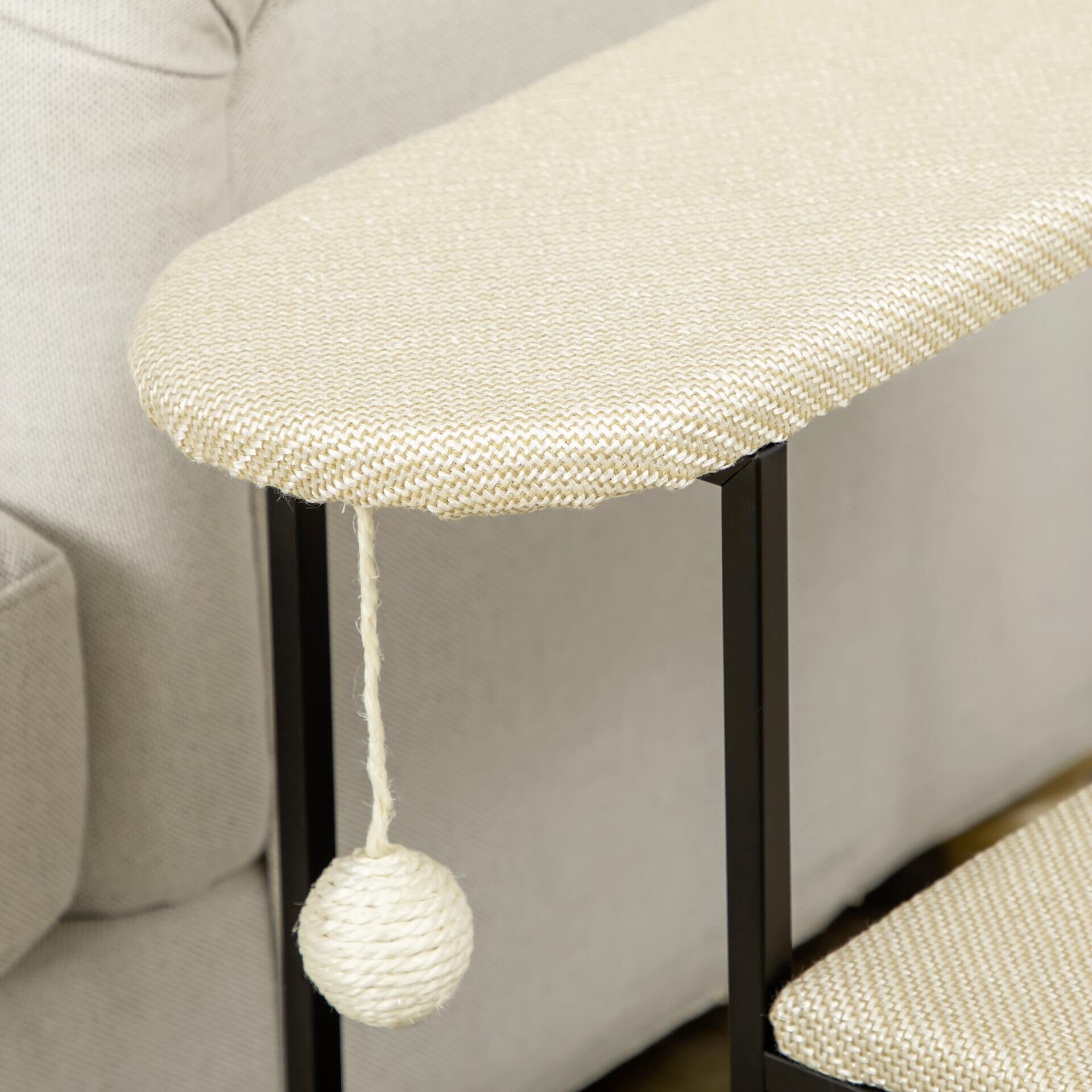 PawHut 3-stufige Haustiertreppe mit Kratzbrett schwarz Edelstahl B/H/L: ca. 54x51x53 cm