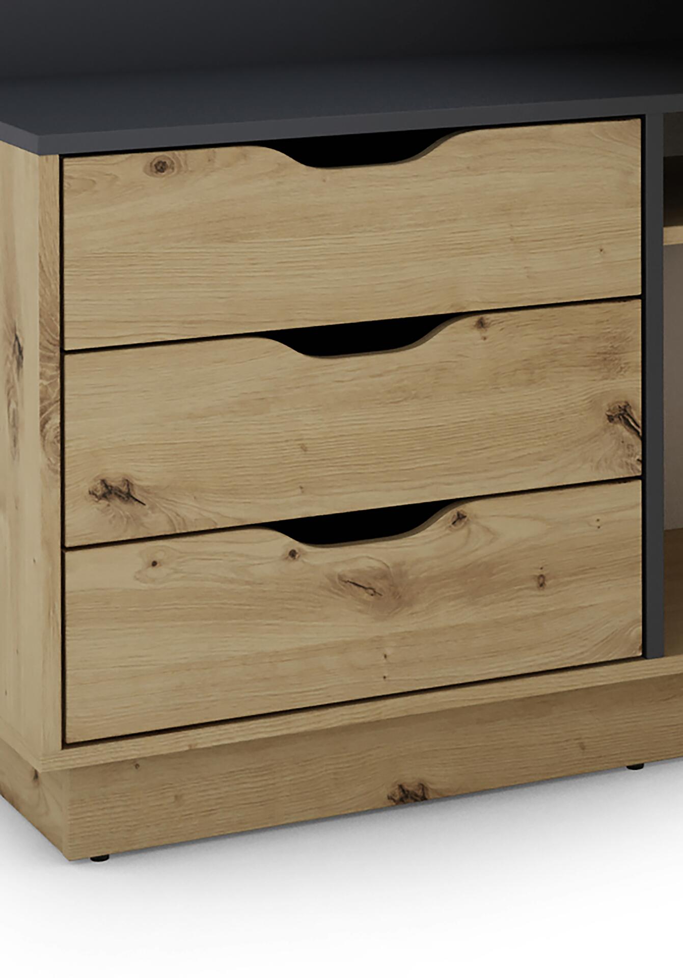 Winkelschreibtisch BELFAST anthrazit Eiche Nachbildung B/H/T: ca. 129x83,5x105 cm