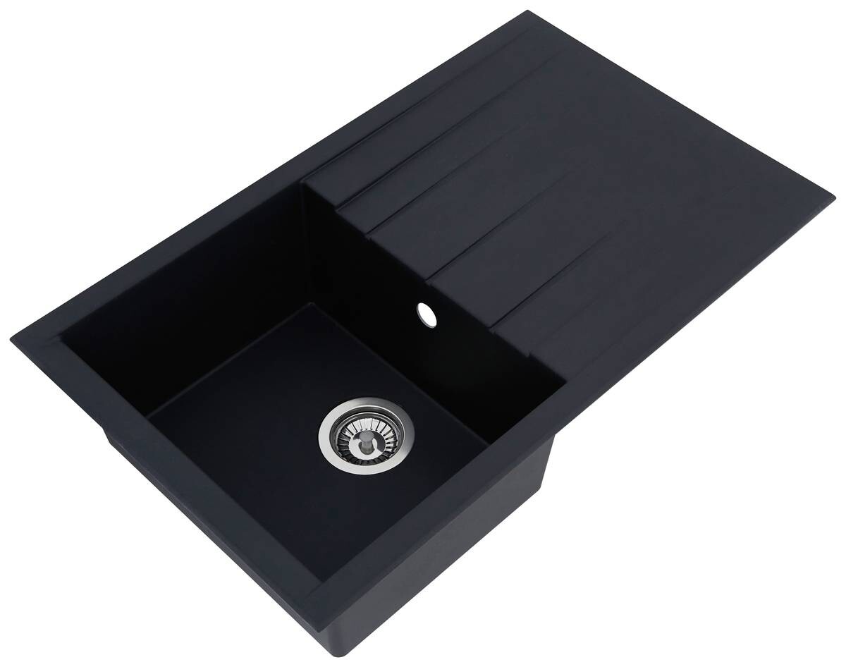 Respekta Einbauspüle Houston 80 x 50 S schwarz Mineralite B/H/T: ca. 80x21x50 cm