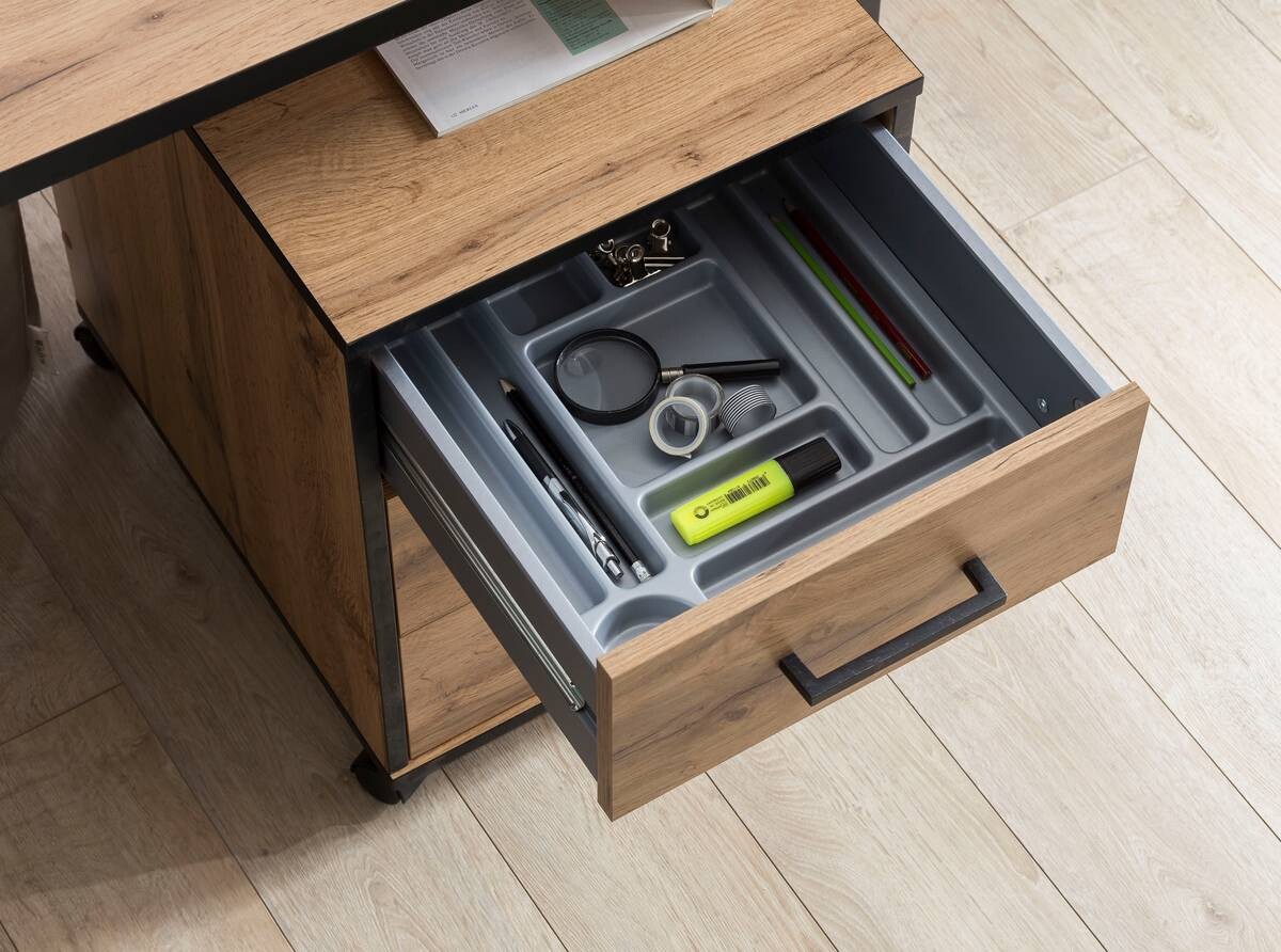 Rollcontainer Serie 2000 Eiche Landhaus Nachbildung B/H/T: ca. 40,1x57x50 cm