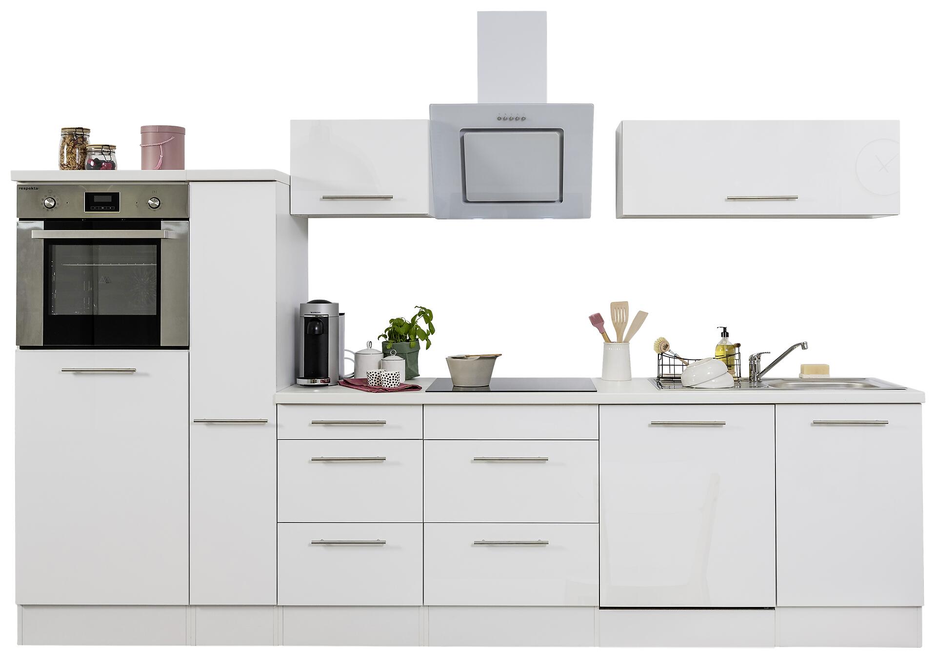 Respekta Küchenblock Amanda weiß Hochglanz B/H/T: ca. 310x200x60 cm