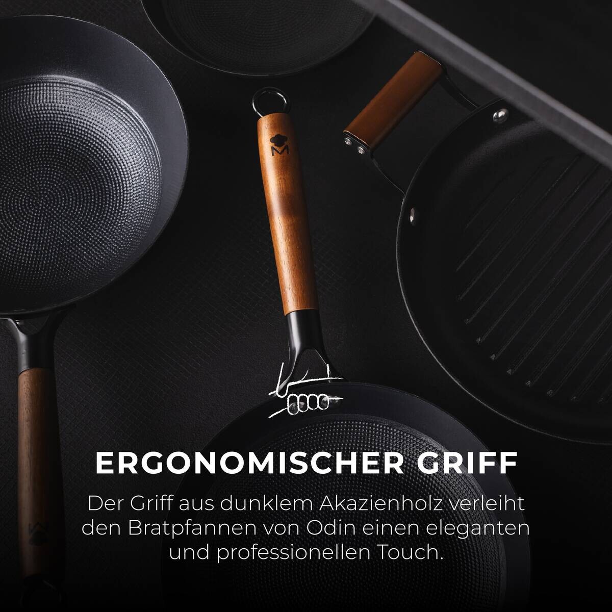 MASTERPRO Pfannenset ODIN schwarz Eisen 2 tlg.