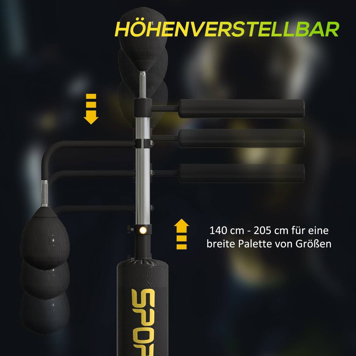 SPORTNOW Boxsack schwarz Kunstleder B/H/L: ca. 36x205x107 cm