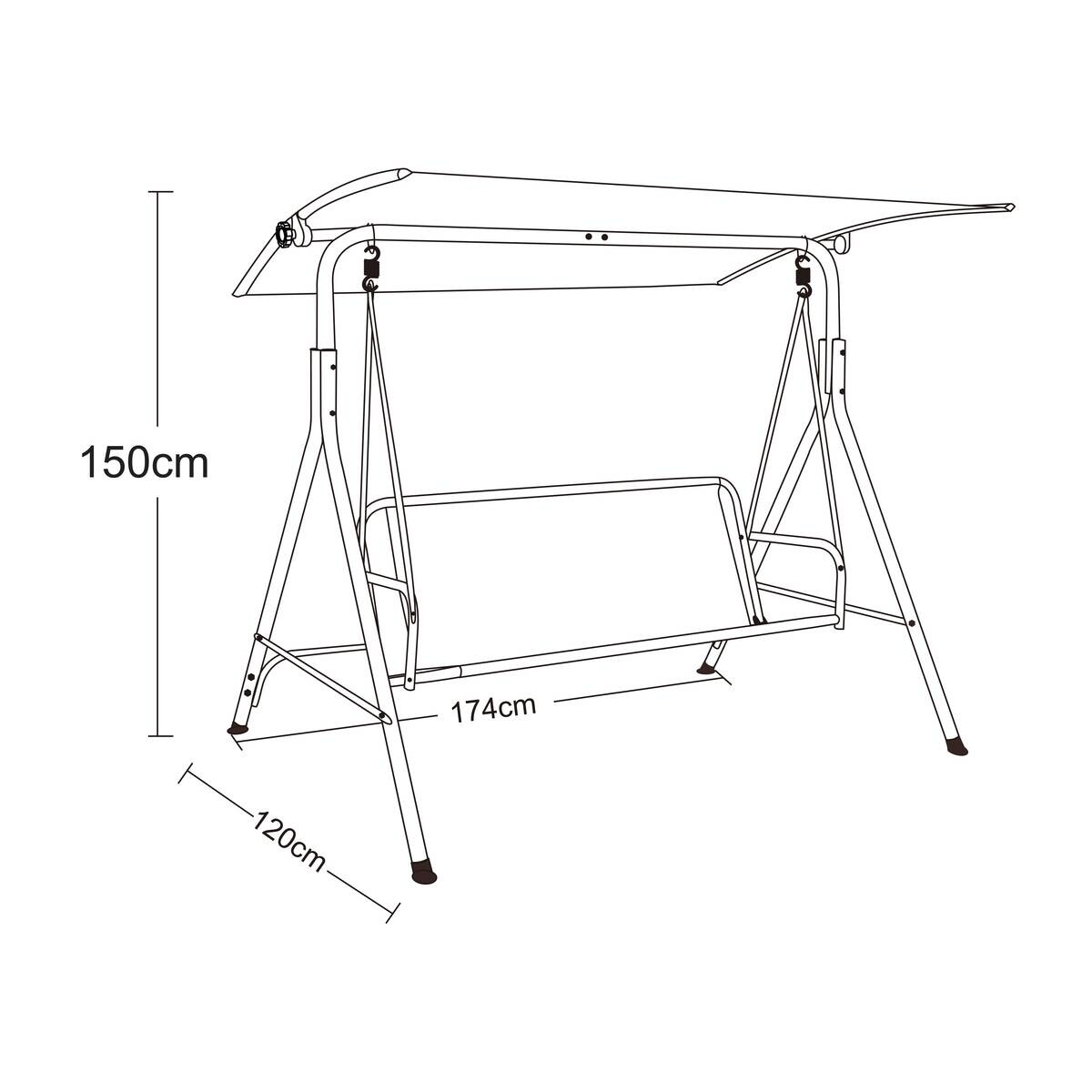 POCOline Hollywoodschaukel dunkelgrau Stahlrohr B/H/L: ca. 110x153x170 cm